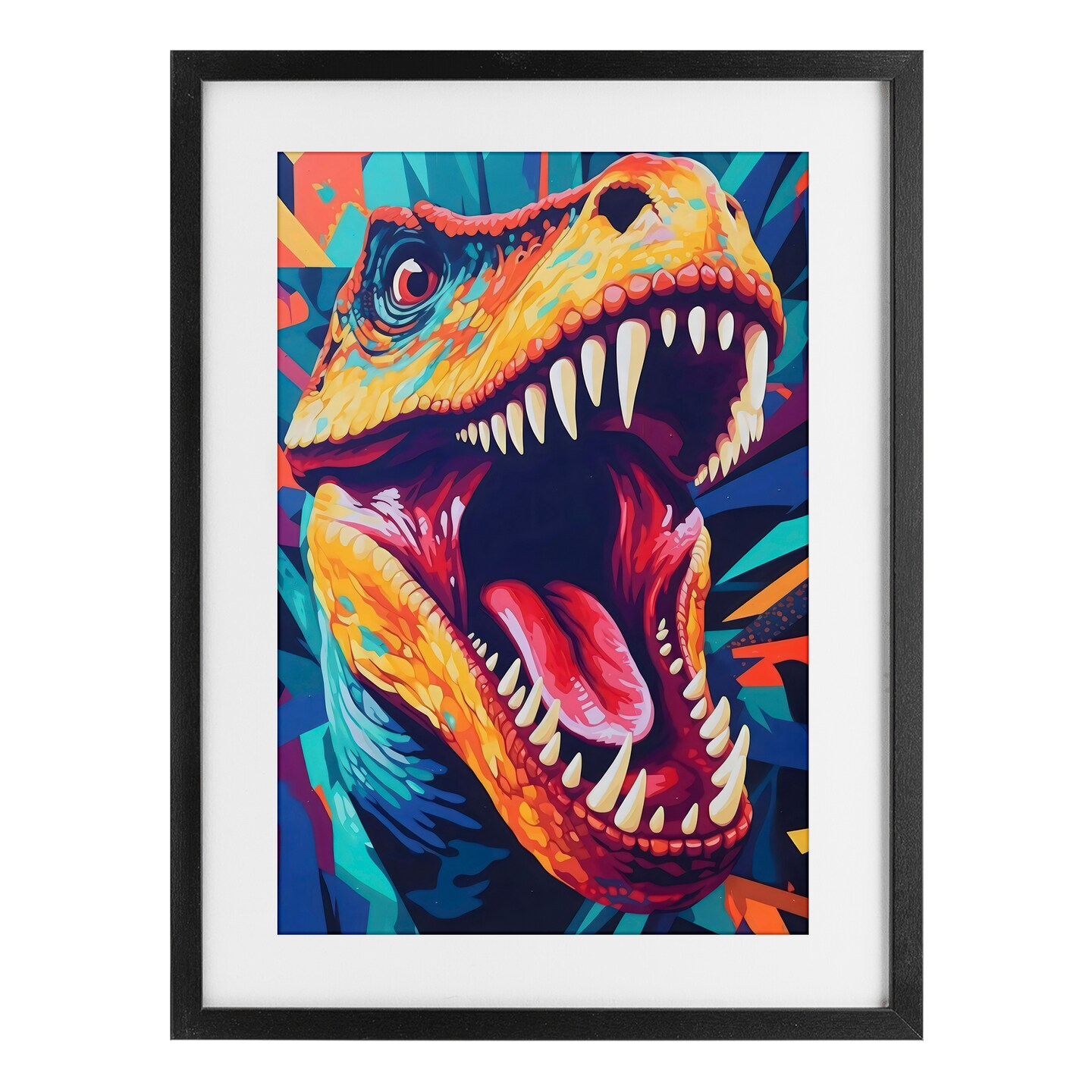 Stupell Industries Pop Style Raptor Dino Framed Print Under Glass, design by Creative Studio