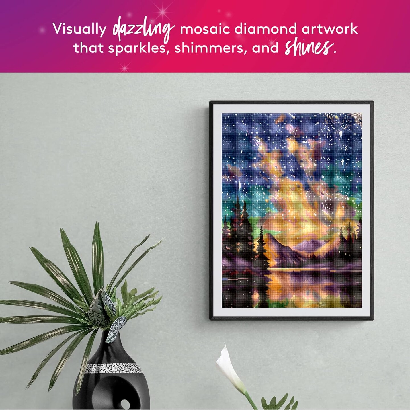 Starry Night- Night Music 5D Diamond Painting Kit, Star Diamond Canvas, Square Diamond Art for Adults and All Ages, 13&#x22; x 18&#x22; (33 x 46 cm)