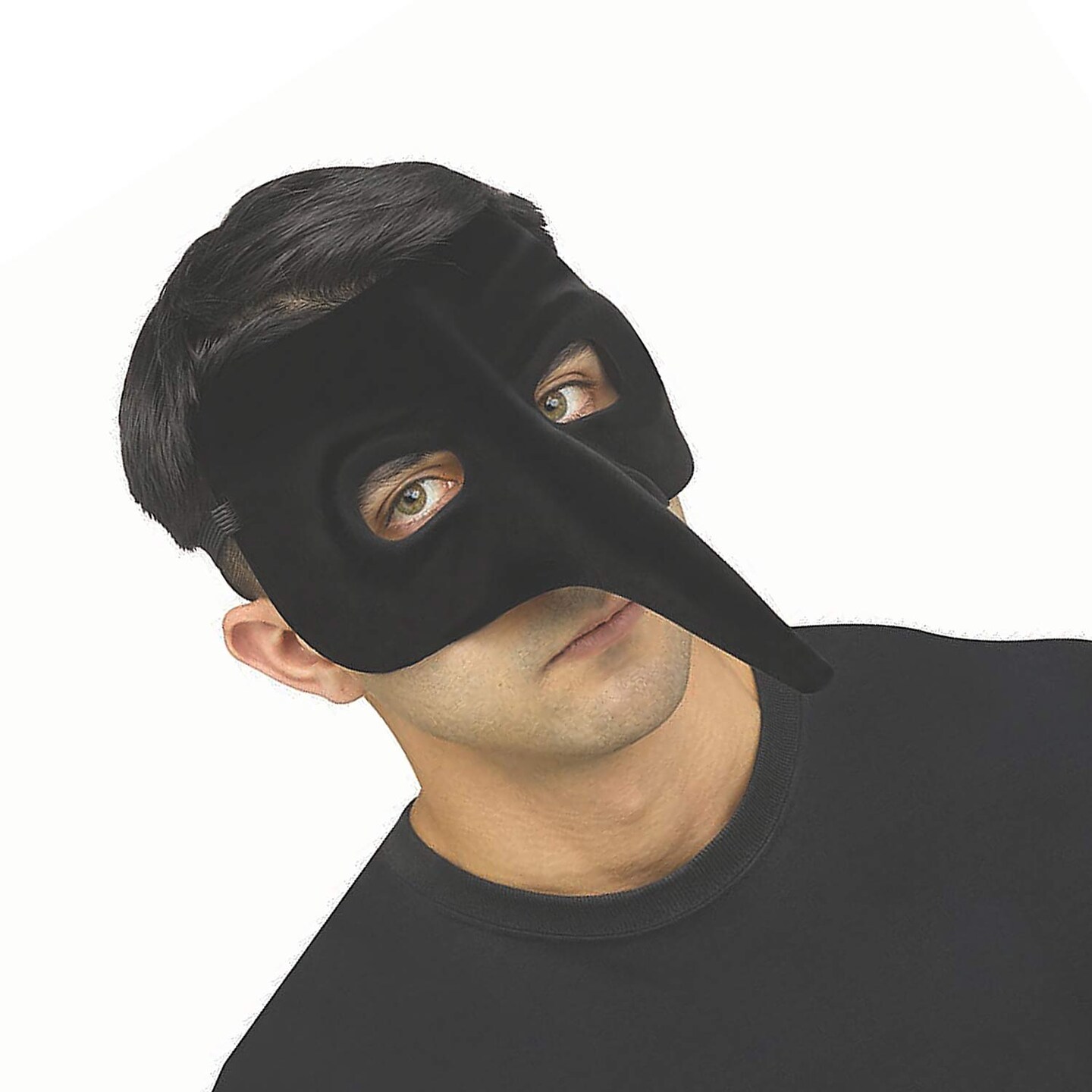 Adults Black Velvet Venetian Raven Half Mask One Size