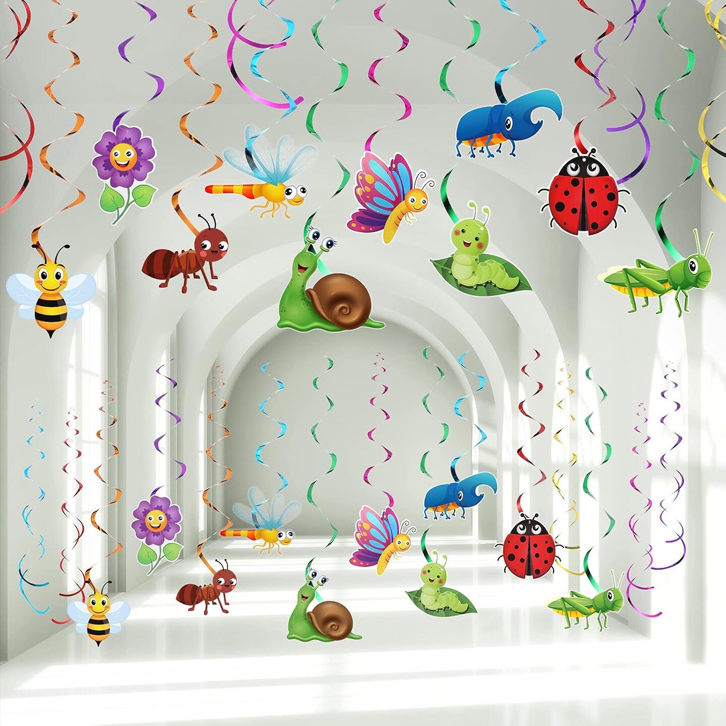 30 Pieces Spring Summer Insects Hanging Swirl Party Decorations
