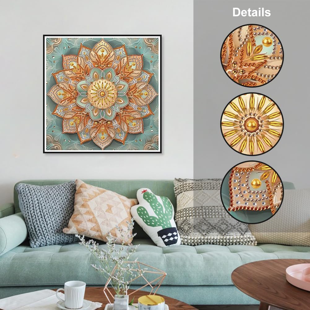 Special Shape Mandalas Diamond Art Painting Kits for Adults,Flowers Diamond Painting Kits for Beginners,Diamond Art Kits for Home Decor12×12inch/30×30cm