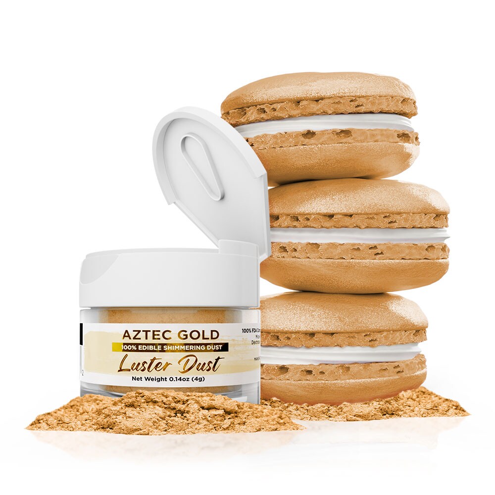 Bakell - Aztec Gold Luster Dust (4g, 1x Jar) Edible Vegan Dust &#x26; Paint for Baking, Desserts and Beverages