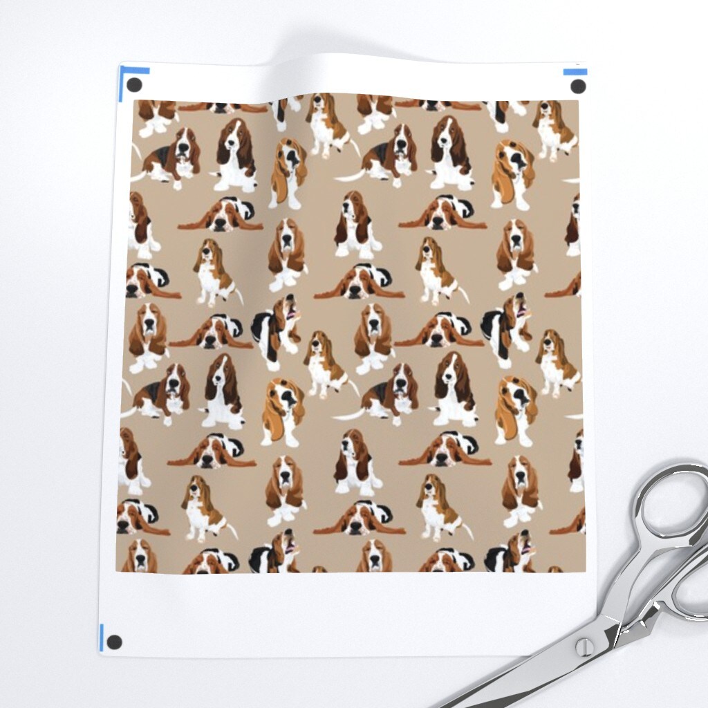 Basset Tan Dog Dogs Hound Hounds Custom Printed Fabric by Spoonflower Various Fabrics by the Yard or Fat Quarter