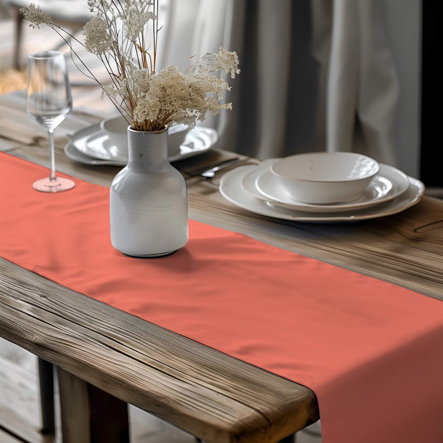 Peach Coral Salmon Table Runners Placemats USA Handmade Modern Contemporary 24 36 48 54 66 72 inches Custom Sizes Swatches product 7