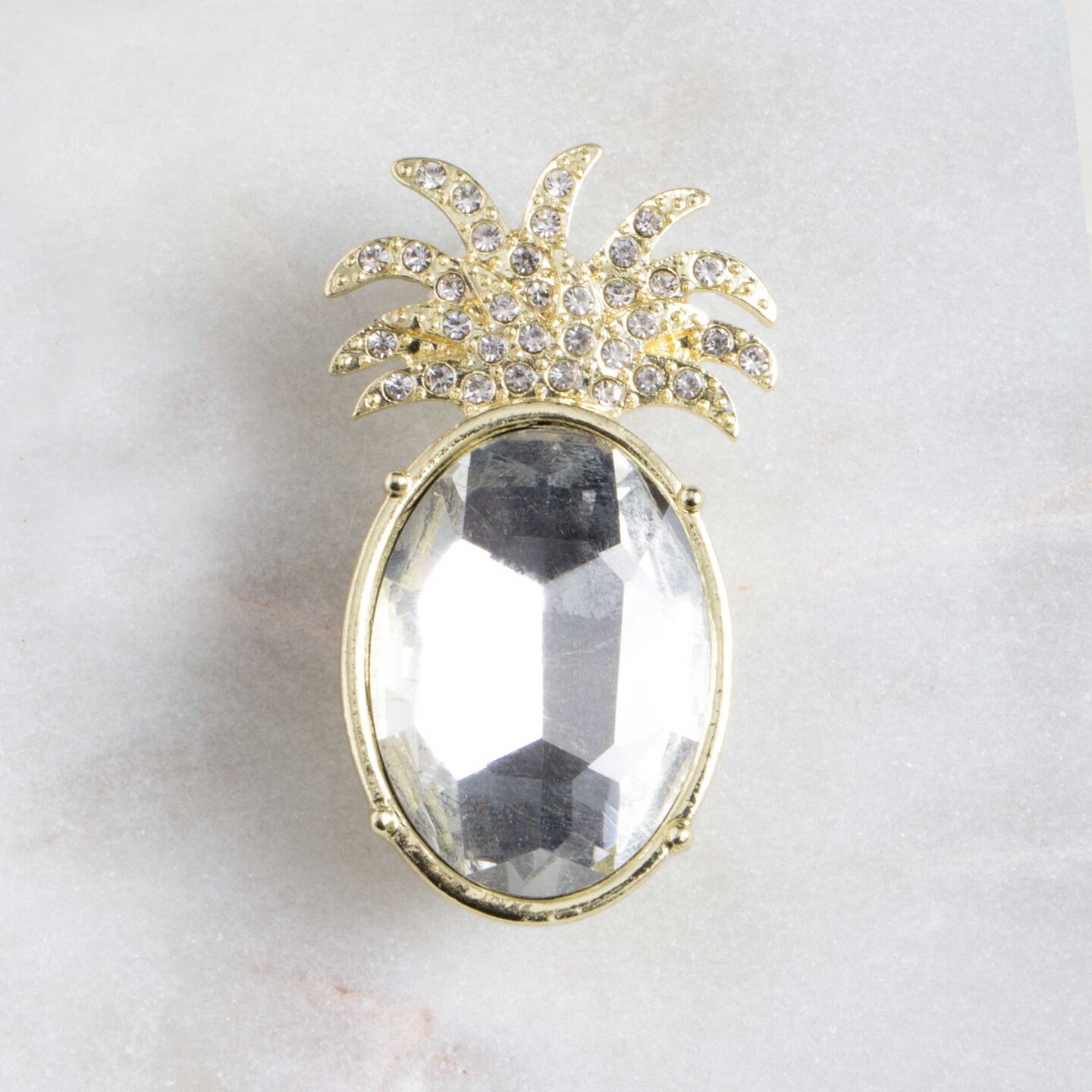Bright Gold and Glass Pineapple Brooch