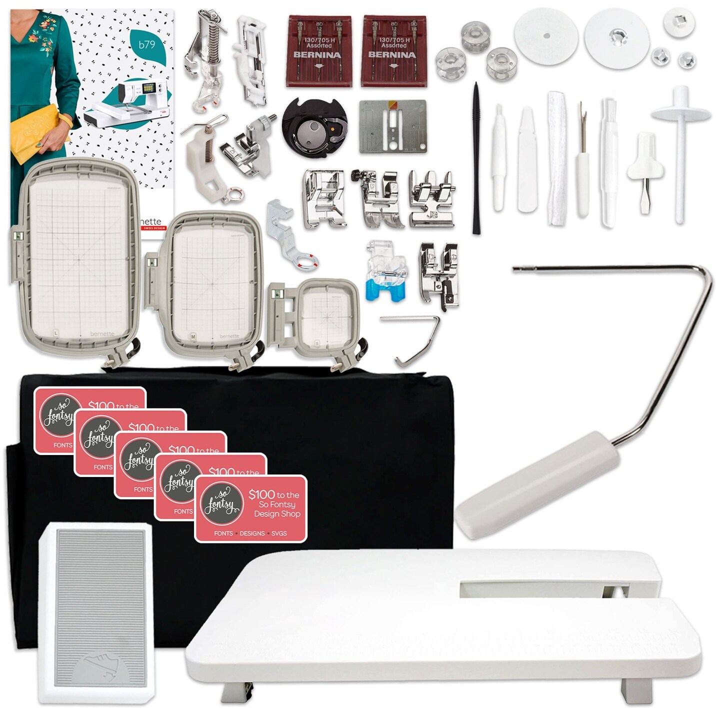 Bernette B79 Sewing &#x26; Embroidery Machine with Silhouette Cameo 5 Bundle