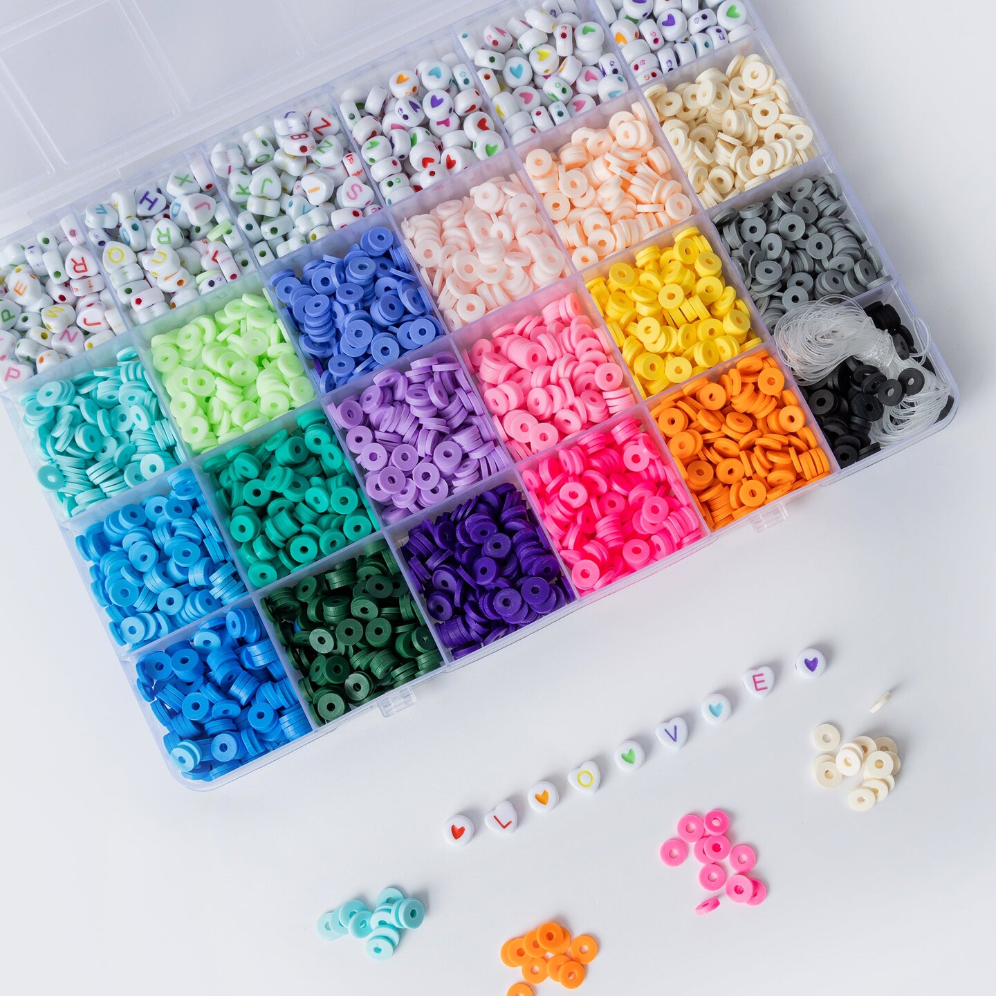 Jewelry Made By Me® Bold Brights Polymer Heishi and Heart Letter Bead Kit Box