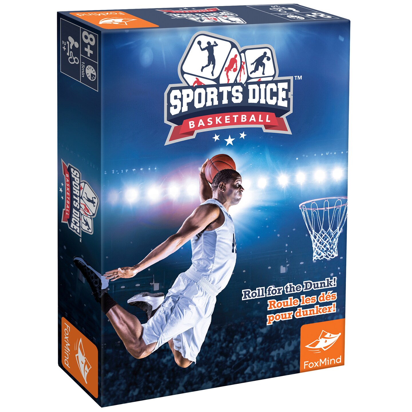 FoxMind Games: Sports Dice Basketball - Throw The Ball On Net &#x26; Dunk To Win, Rolling Board Game, Fun &#x26; Easy To Learn, Family-Kids Ages 8+ 2-4 Players