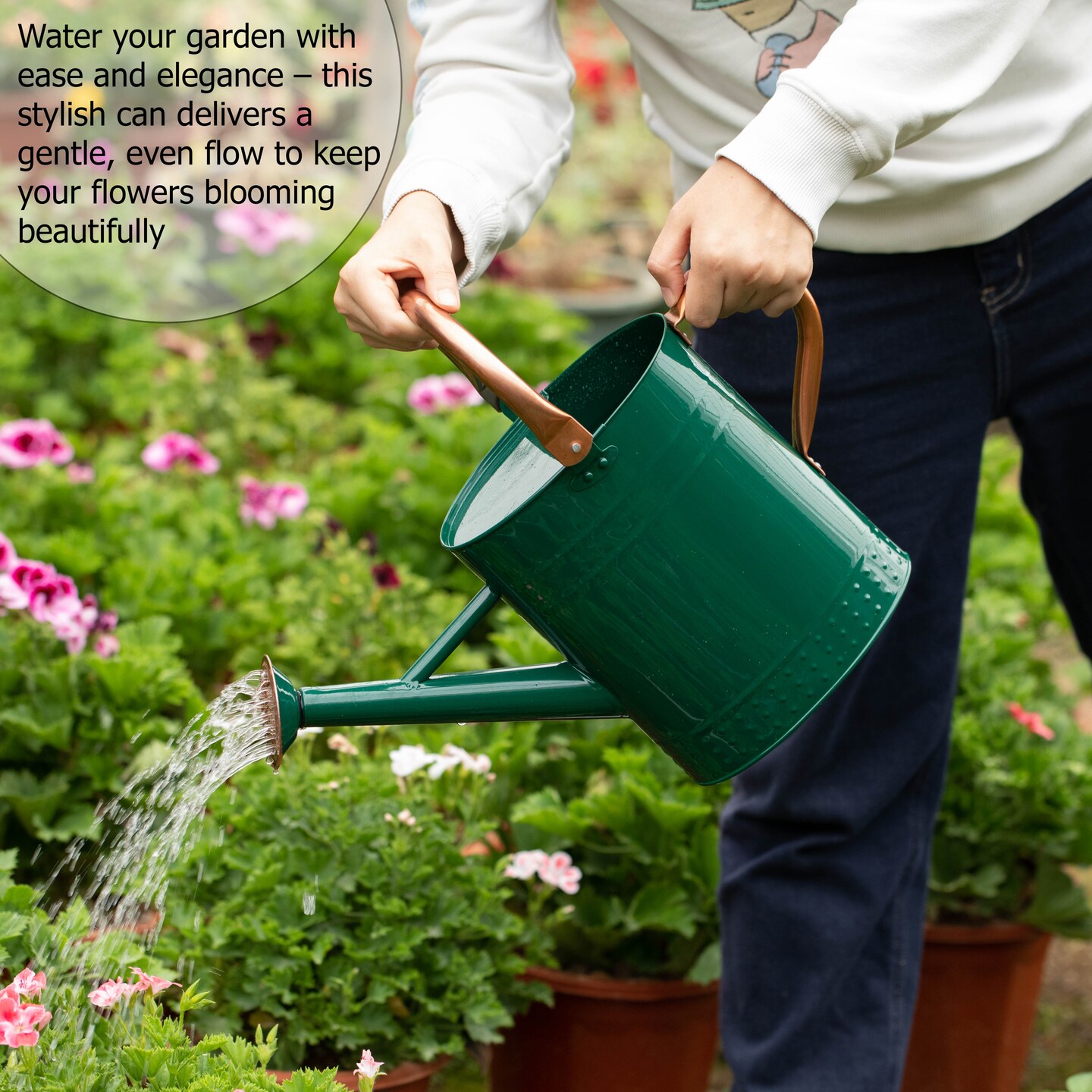 Gardenised 1 Gallon Galvanized Metal Watering Can with Removable Long Spout & Sprinkler Head for Indoor & Outdoor Use Ideal for Garden Flowers Potted Plants Houseplants Modern Home Accessories