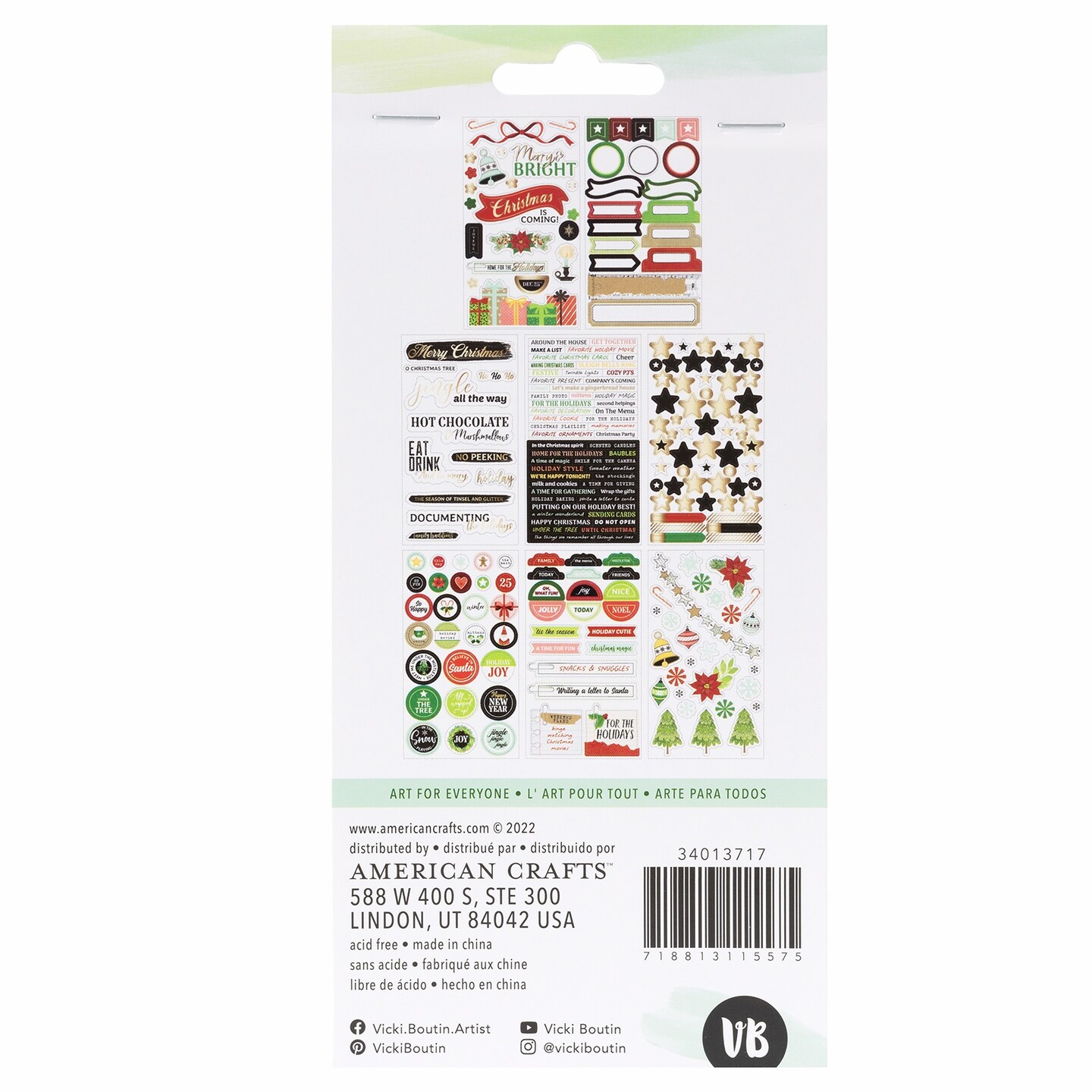 Vicki Boutin Evergreen & Holly Sticker Book with Gold Foil Accents