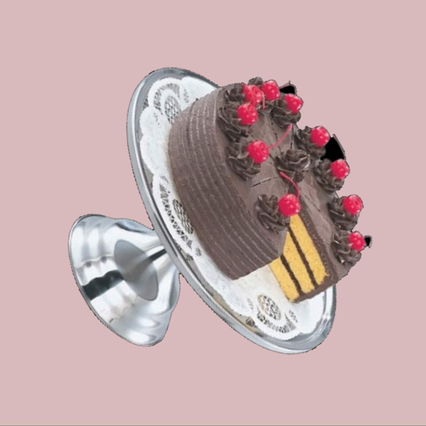 13&#x22; Round Stainless Steel Cake Stand, 7 3/8&#x22; Height