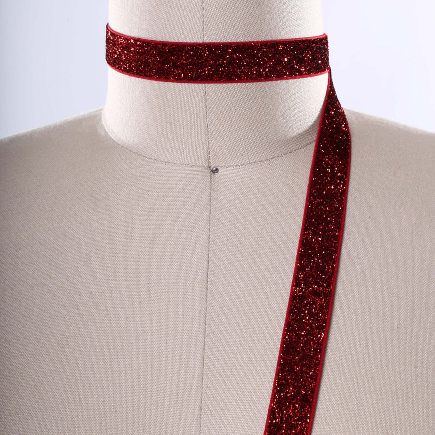 5/8&#x22; Red Glitter Elastic Trim Scarlet Sparkly Elastic for Face Mask Headband DIY 2 Yards