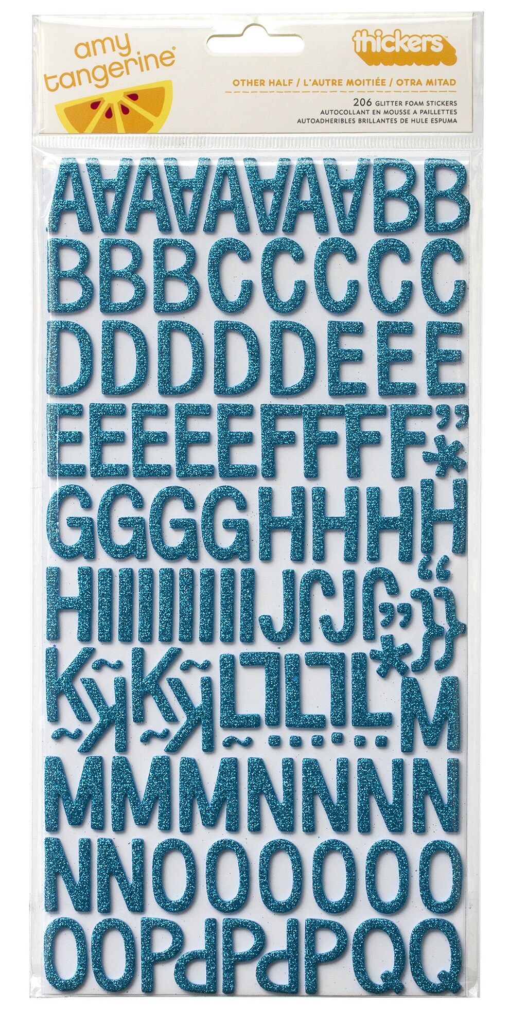 Amy Tan Plus One Thickers Alpha Stickers 5.5"X11" 168/Pkg-Other Half/Aqua Glitter Foam