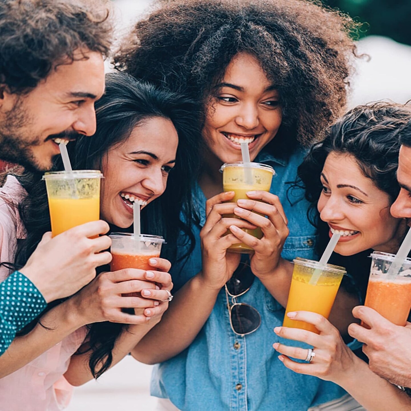 50 Sets Clear Plastic Cups With Flat Lids,16oz Disposable Iced Coffee Cups with Straws and Stickers,Plastic Cups for Iced Coffee