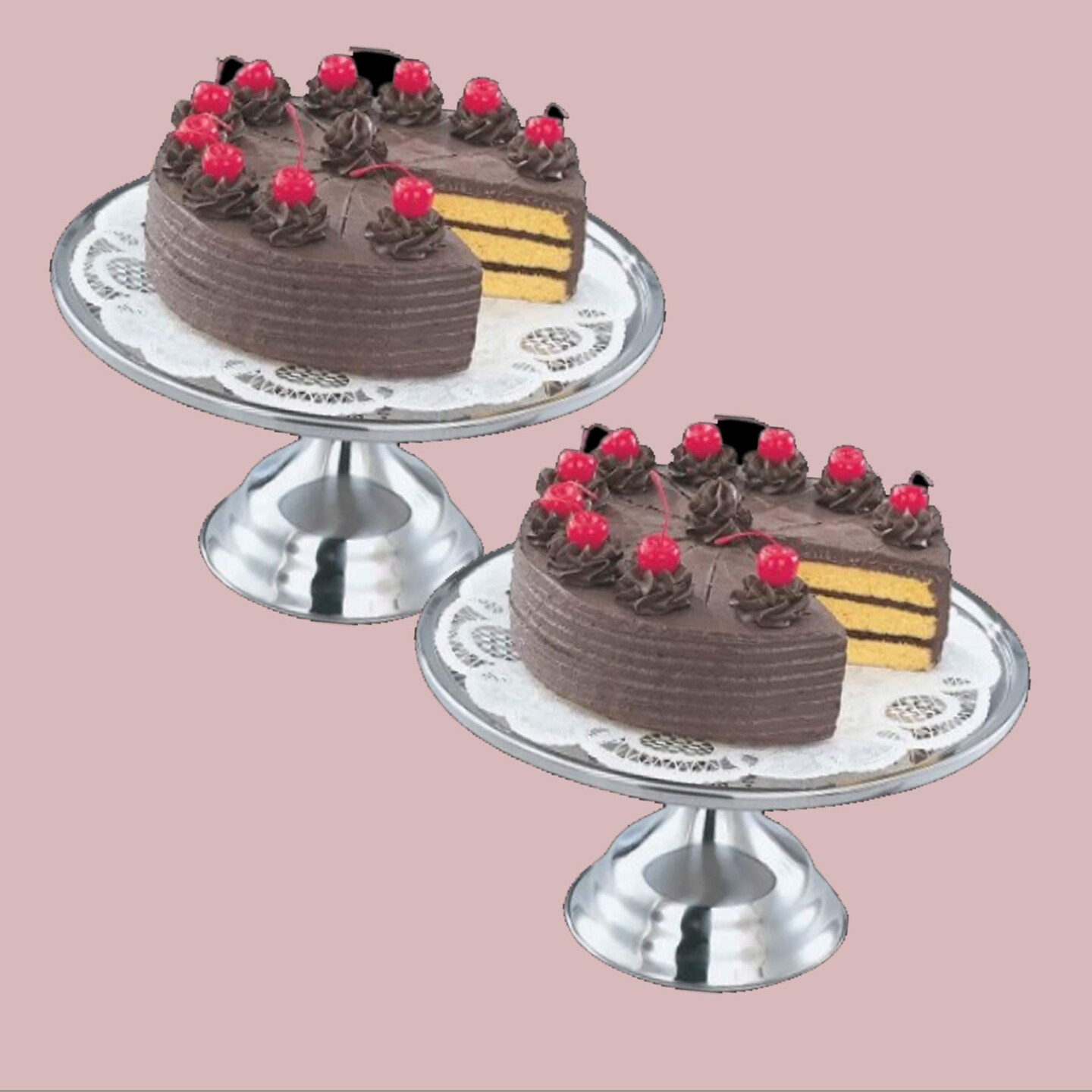 13&#x22; Round Stainless Steel Cake Stand, 7 3/8&#x22; Height