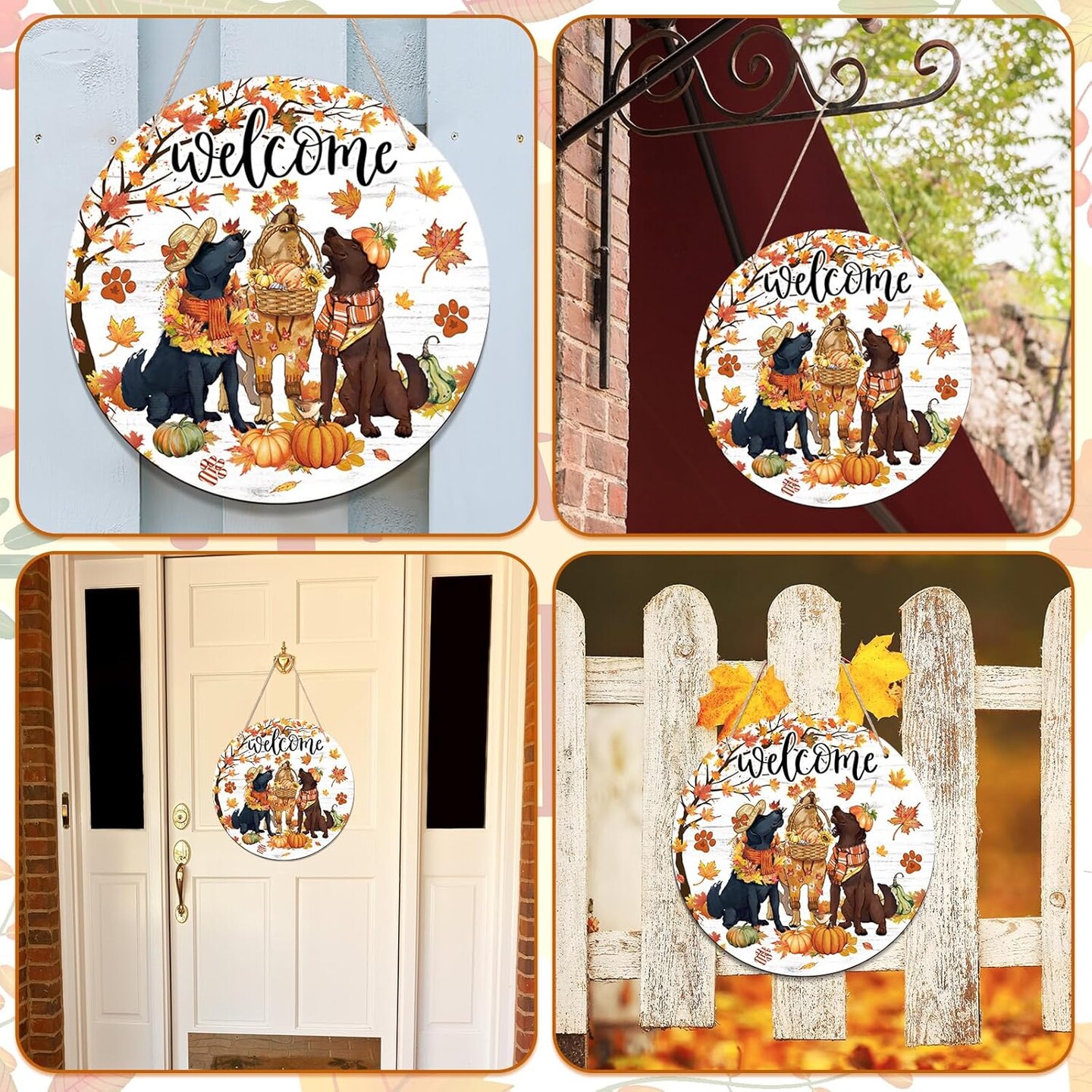Fall Door Decorations Wooden(Multicolored)