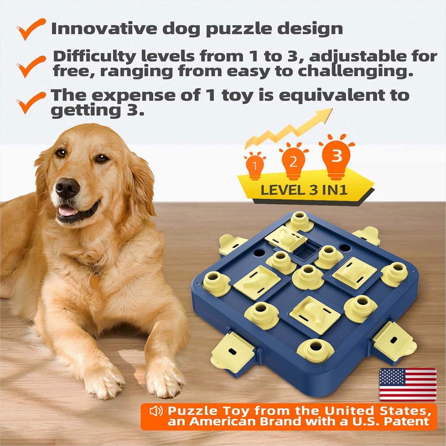 KADTC Dog Chess Puzzle Toy, 3 in 1 Interactive Cognitive Enrichment & Slow Feeder 16.73" x 16.73" x 2.64"