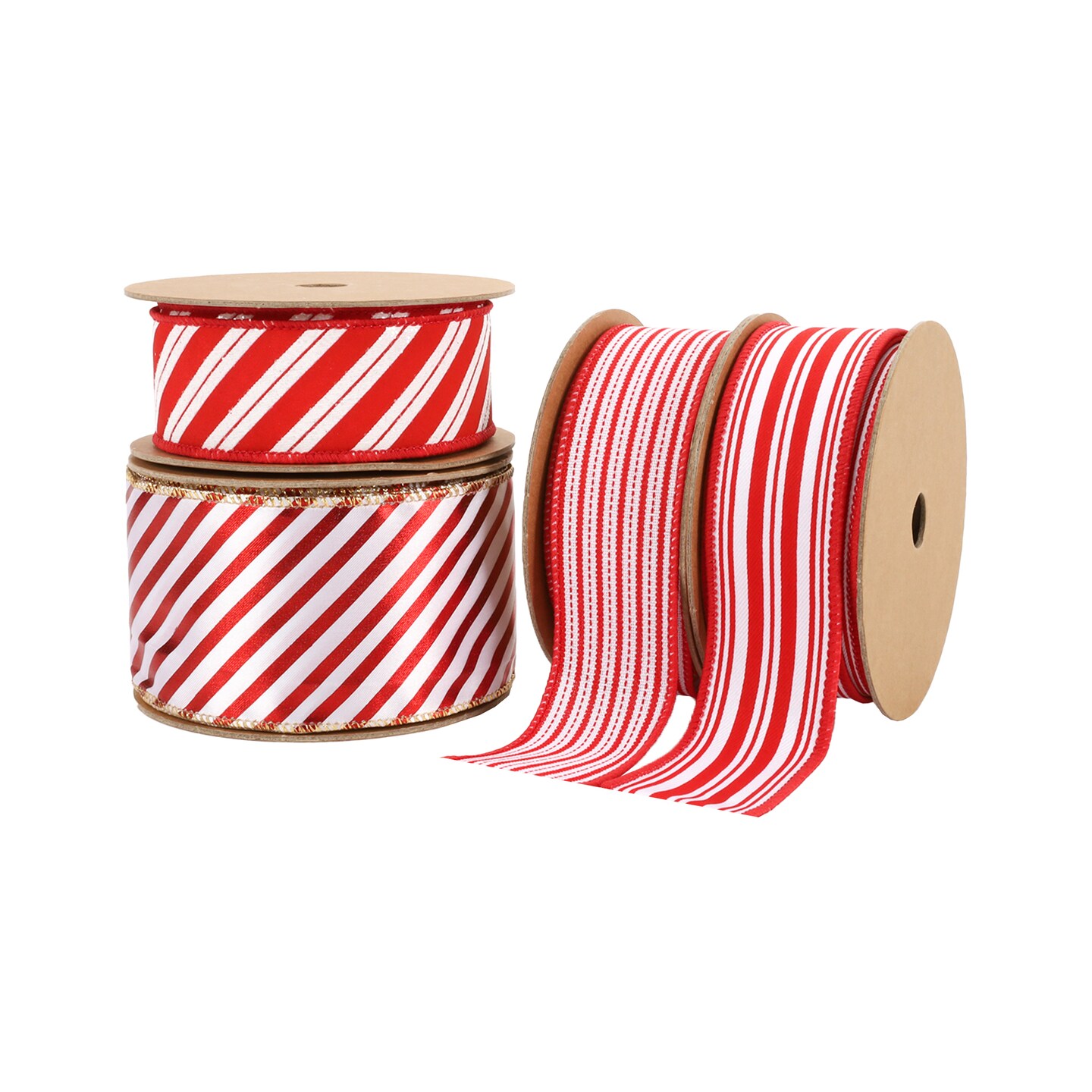 LaRibbons 1 1/2" Wired Ribbon | "Striped" Red/White | 10 Yard Roll