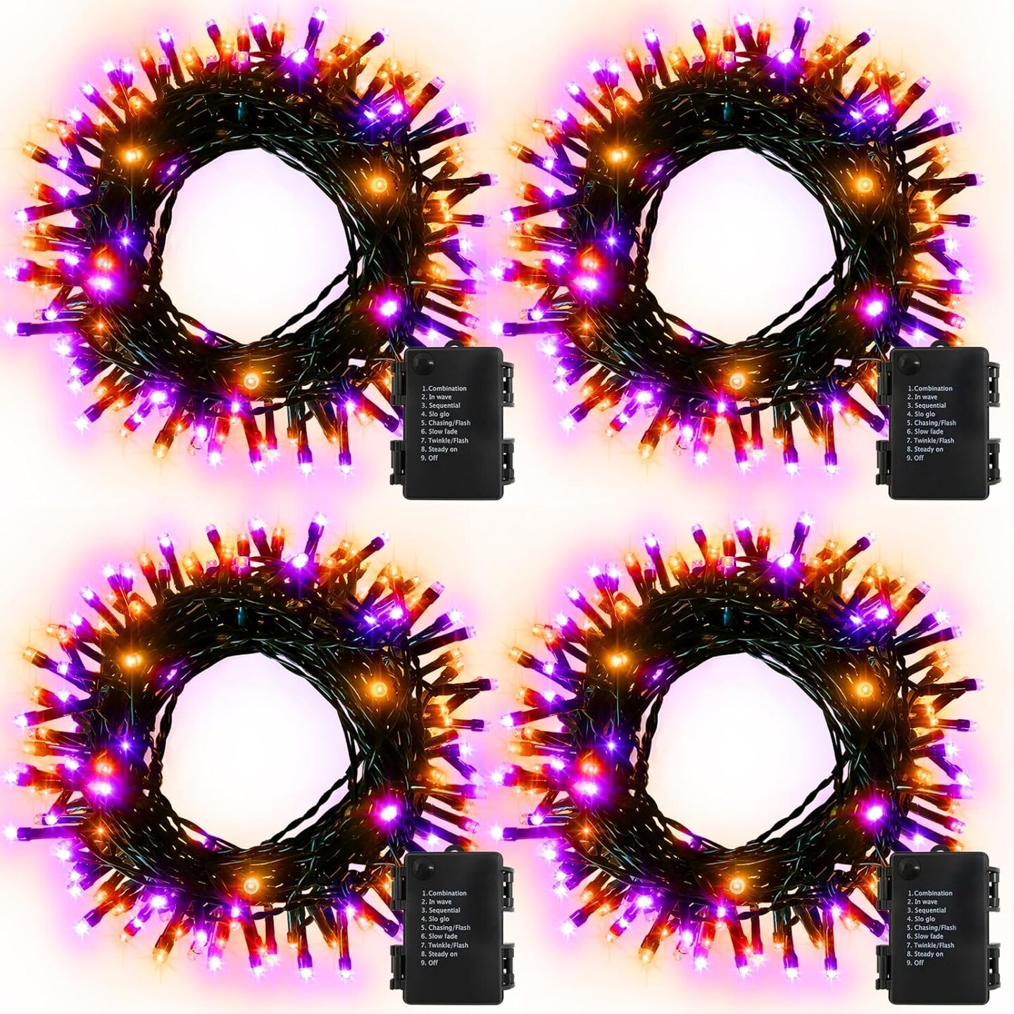 4 Pack Orange Purple Halloween String Lights (&#x9;Purple &#x26; Orange String Lights)