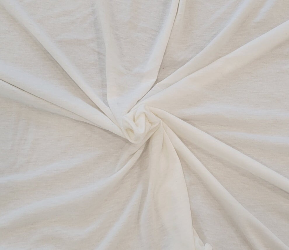 1 Yard Off White Silk Rayon Cotton Jersey Knit Fabric Lightweight Soft Stretch Material