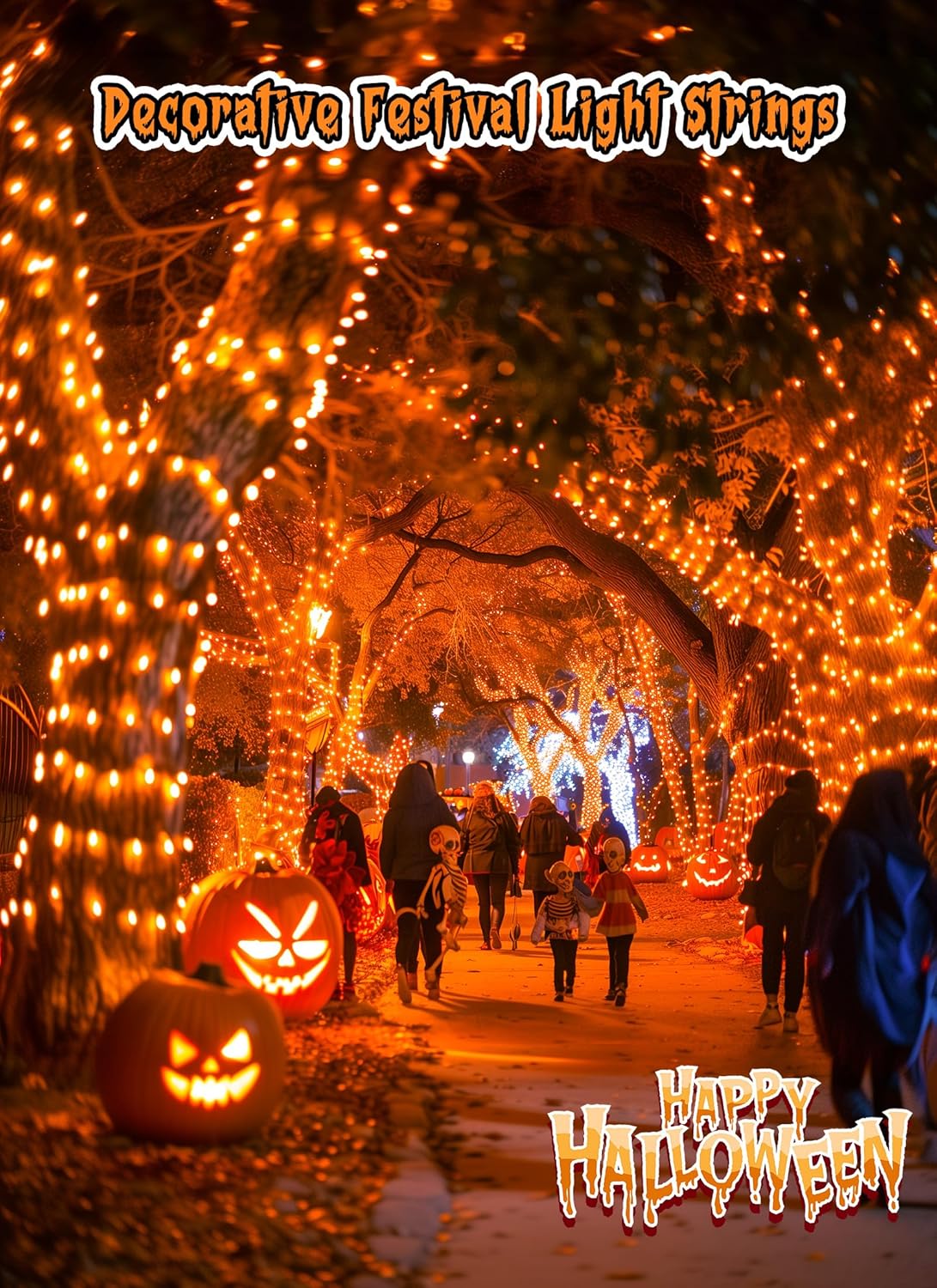Battery Operated Halloween Indoor String Lights (Orange)