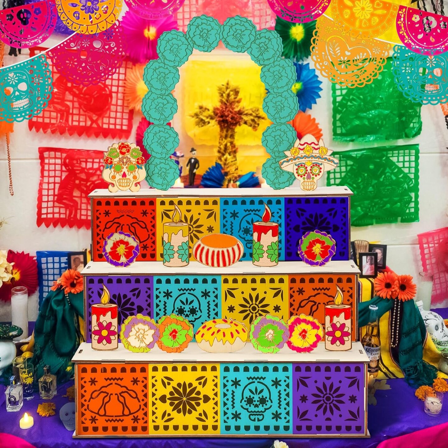 Wooden Day of The Dead Shadow Box Remembrance Picture( Natural)