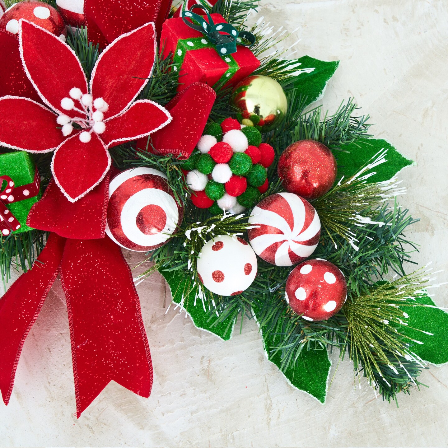 25" Christmas Peppermint Swag - Final sale / Non-returnable and Non-refundable