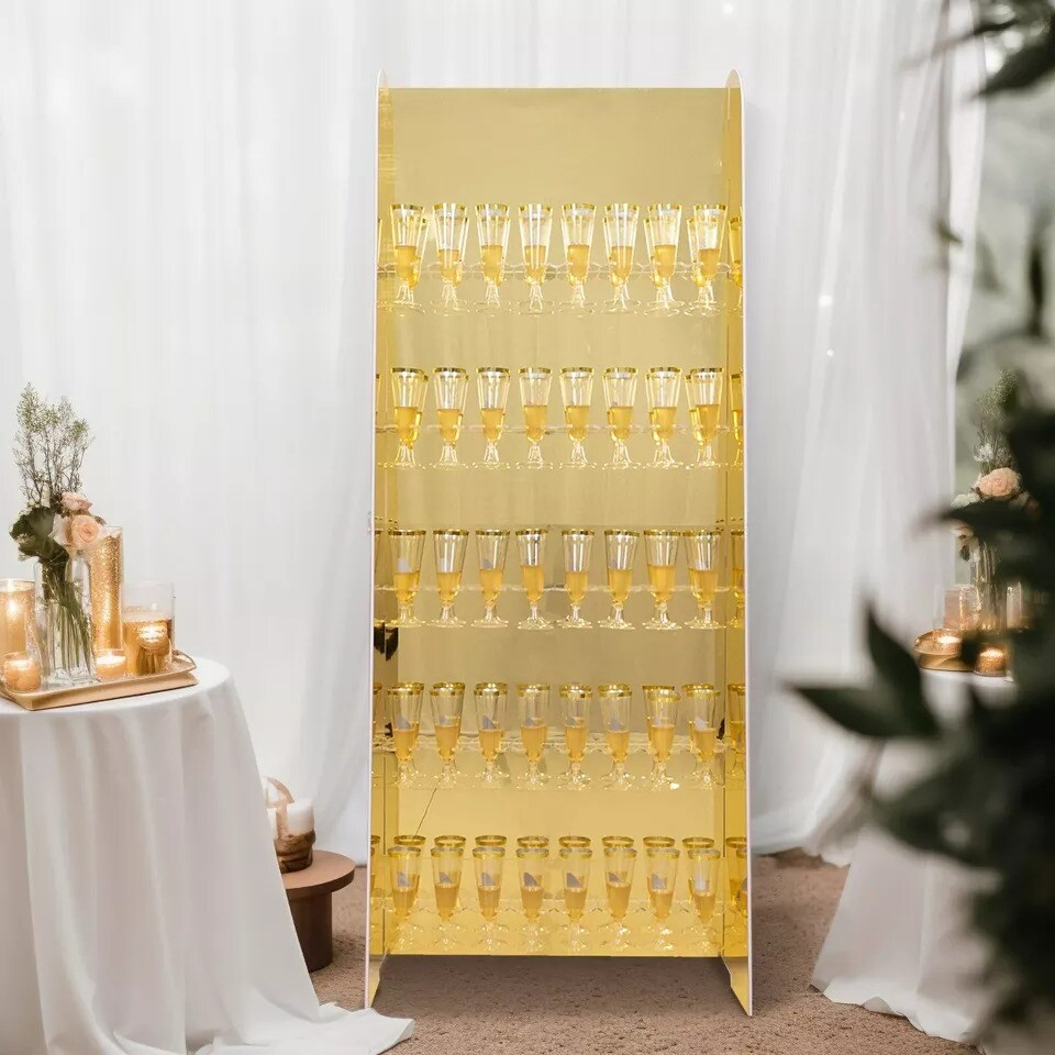 Gold 5 ft Foam 5-Tier Wine Glass Rack Champagne Flute Holder Stand Party