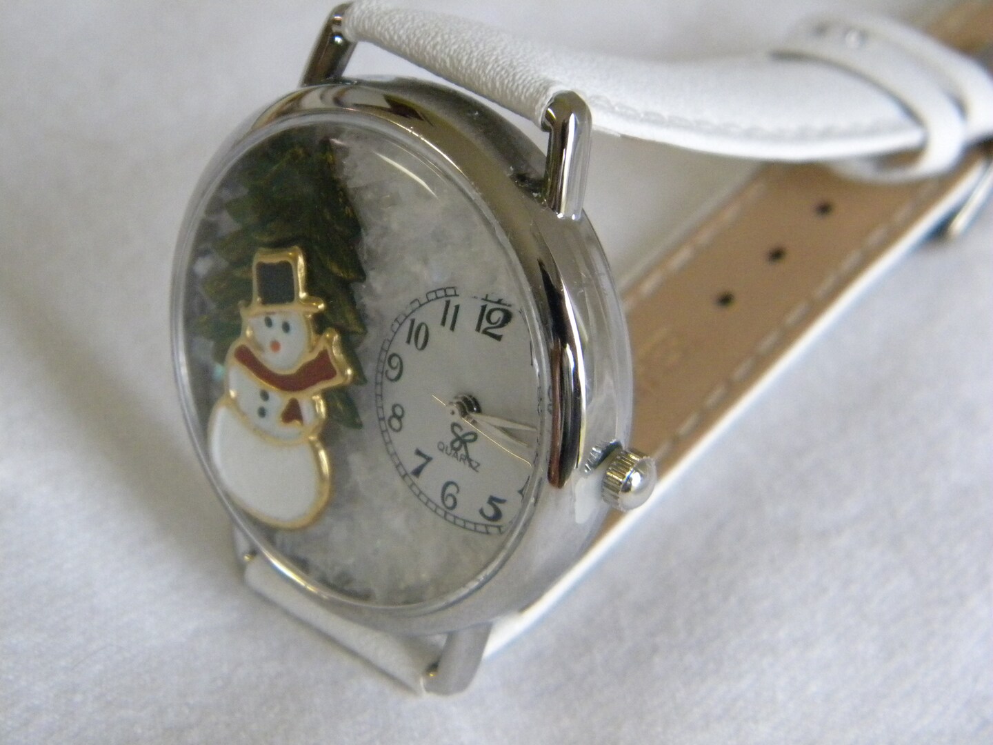 NEW BATTERY Jingle & Joy Snowman Bracelet Watch Jingle & Joy Christmas~Snowflakes Faux Pearls~beaded Silver  main image 4