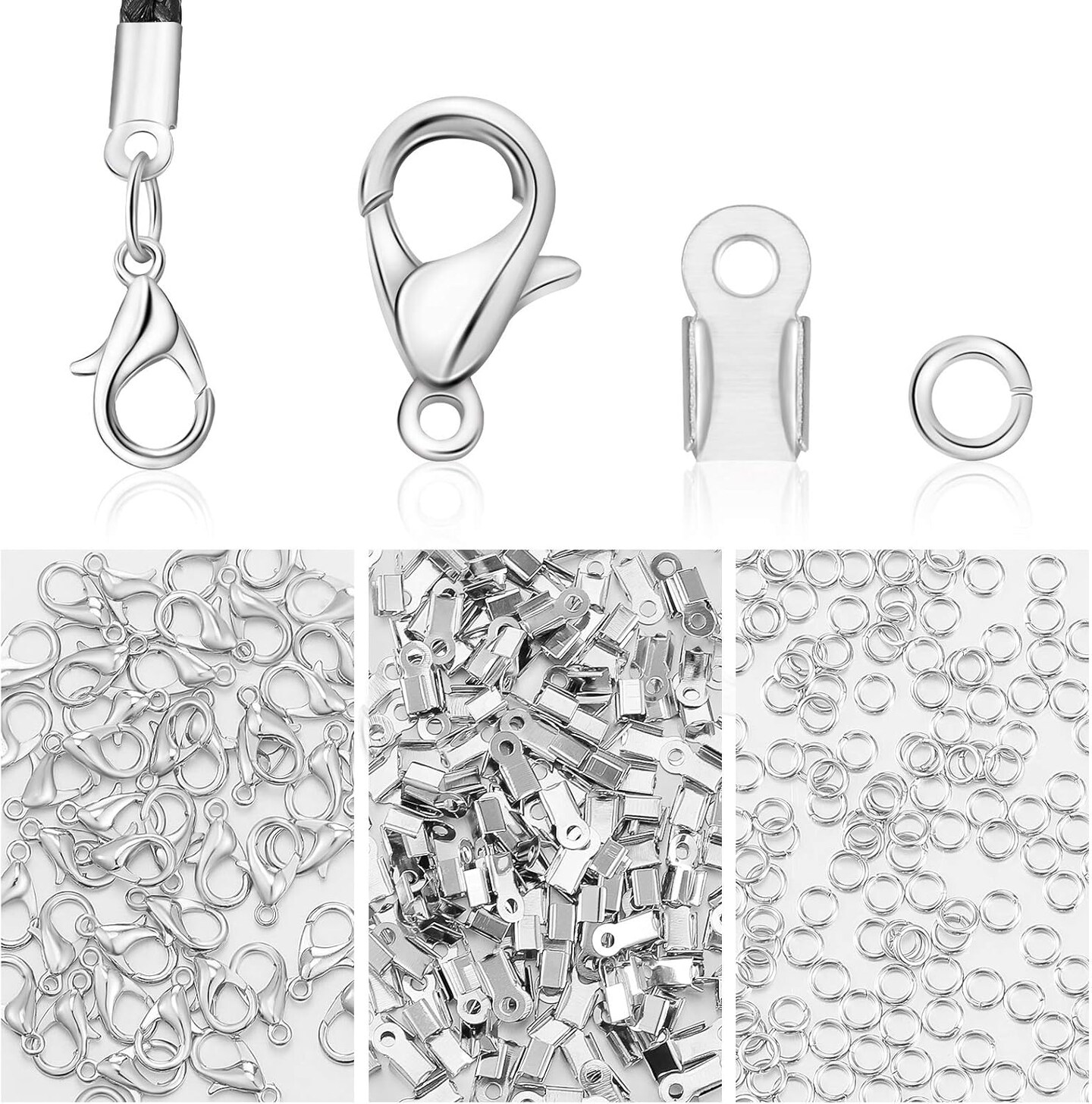 Lobster Claw Clasps and More for Jewelry Making Accessories Kit (Silver)