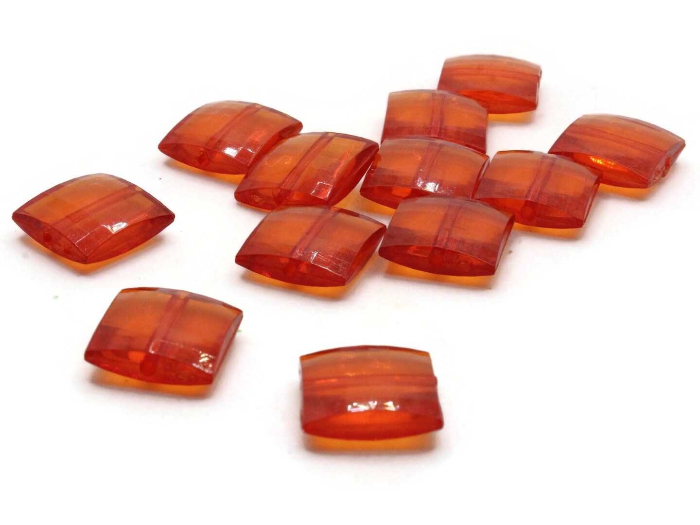 12 16mm Red Acrylic Gems Faceted Square Jewel Beads