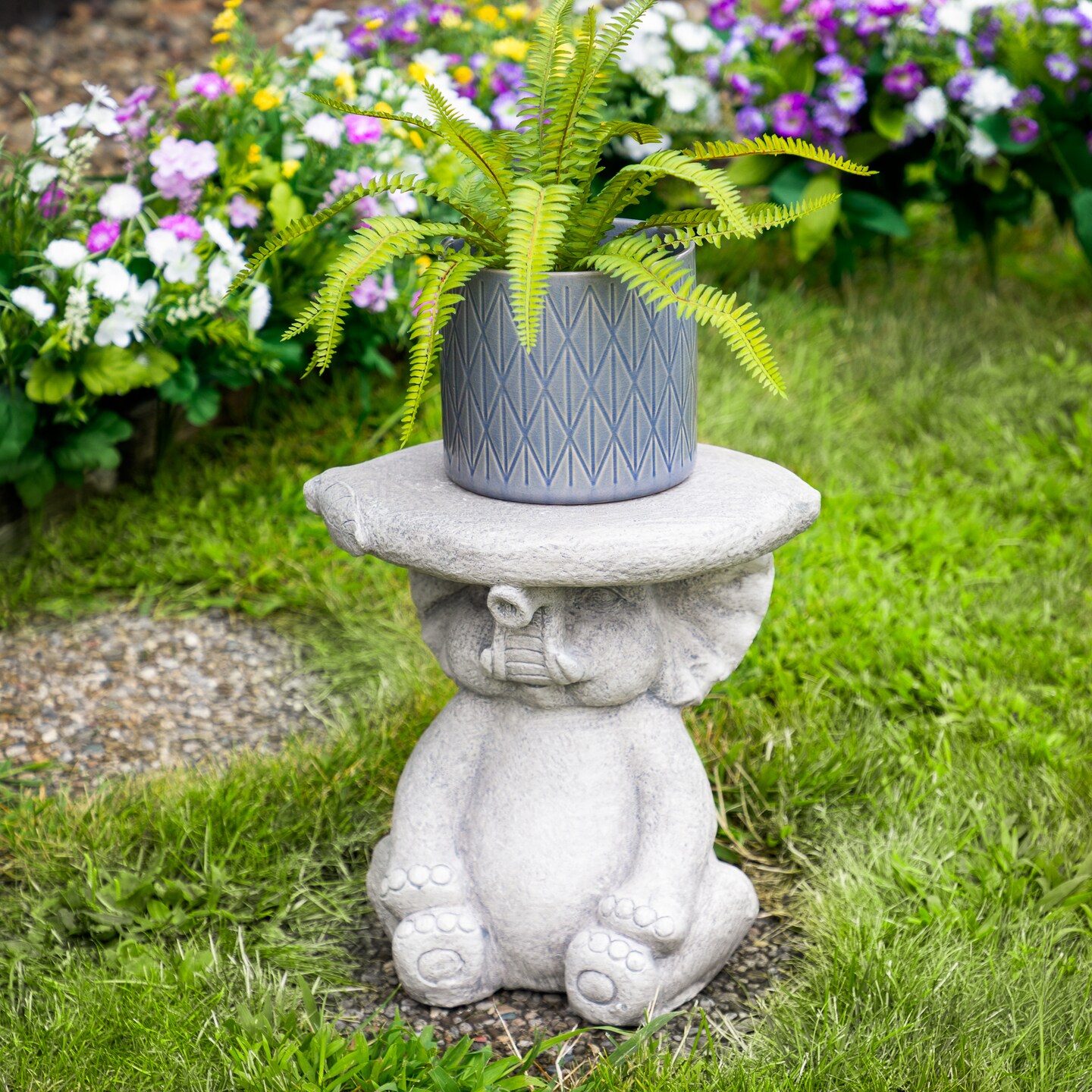 Northlight Elephant Outdoor Garden Plant Stand - 12.25" - Gray, Color: Gray  | Michaels