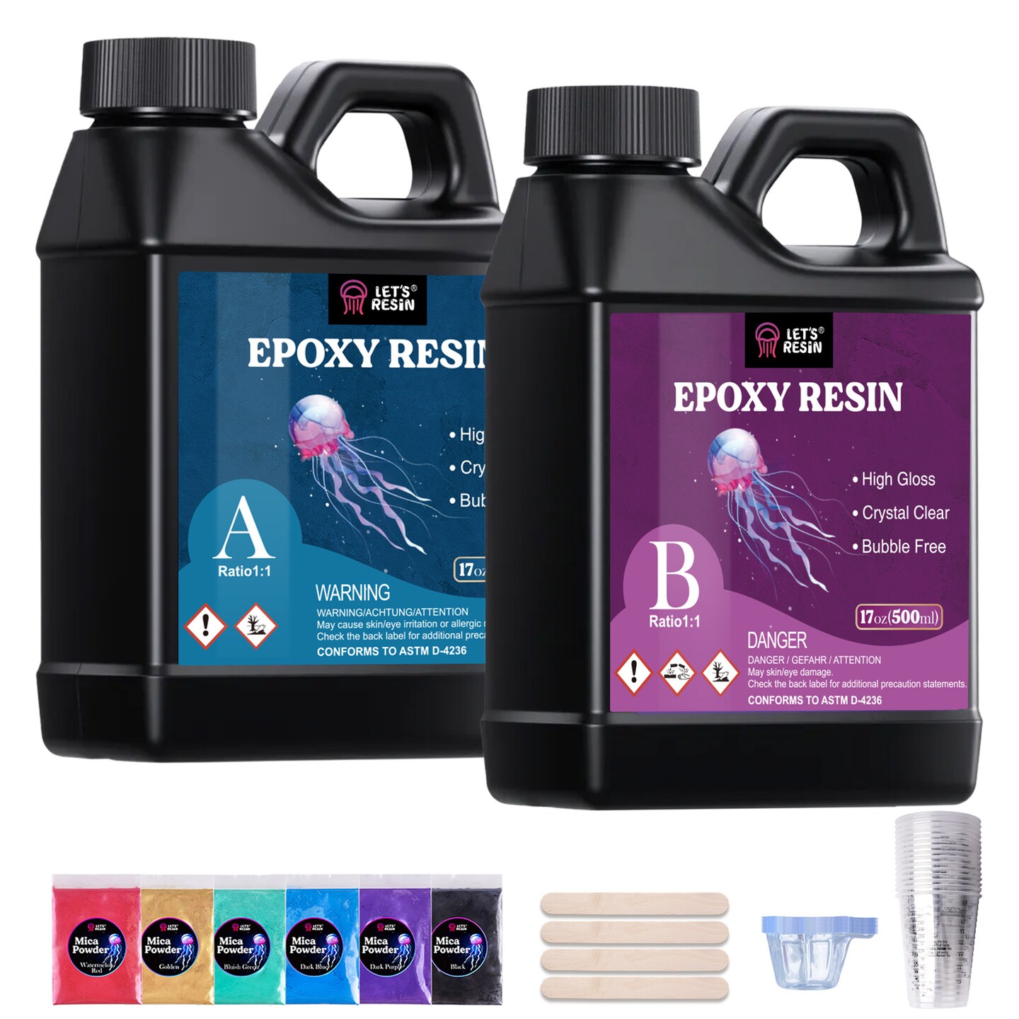 LET&#x27;S RESIN Crystal Clear Epoxy Resin, 32oz Bubbles Free Epoxy Resin, Table Top &#x26; Bar Top Casting Resin, Clear Epoxy Resin for Art Crafts