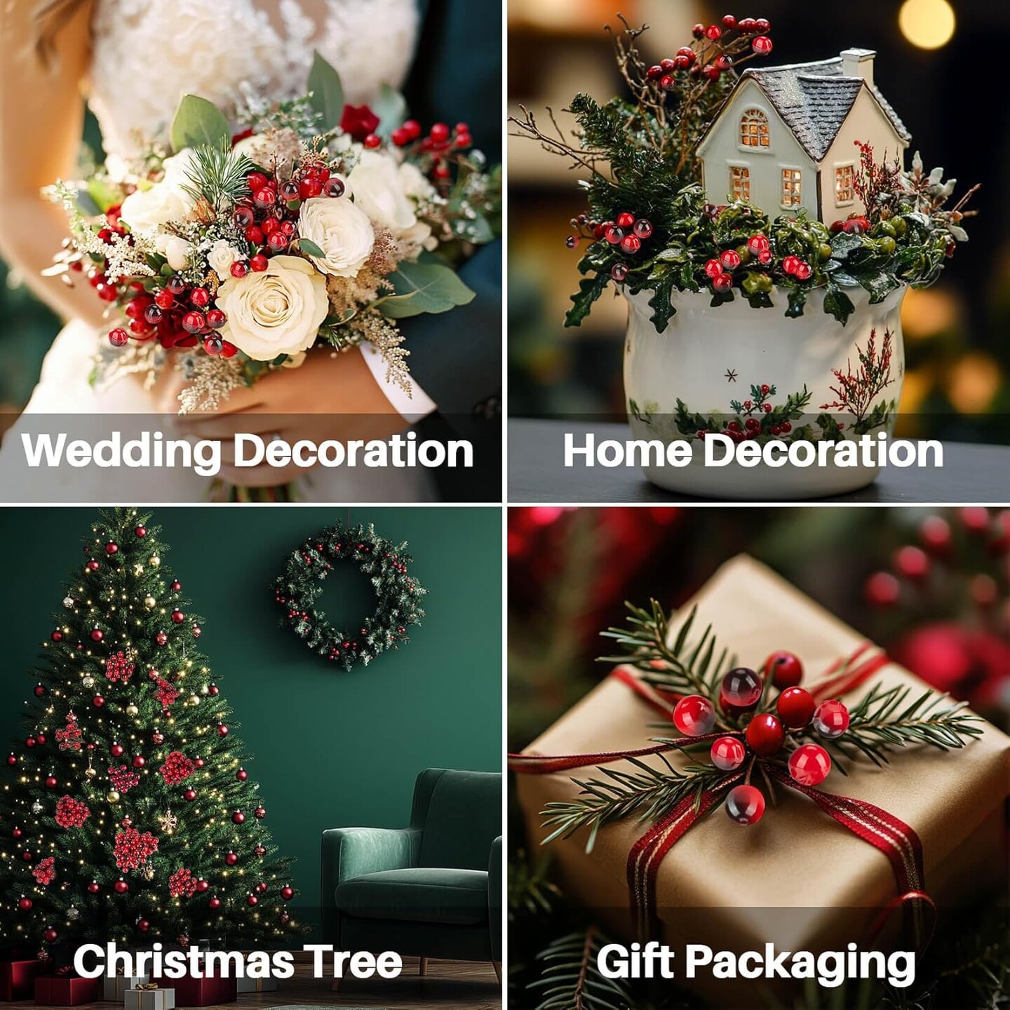 Artificial Holly Berries (&#x9;Burgundy)
