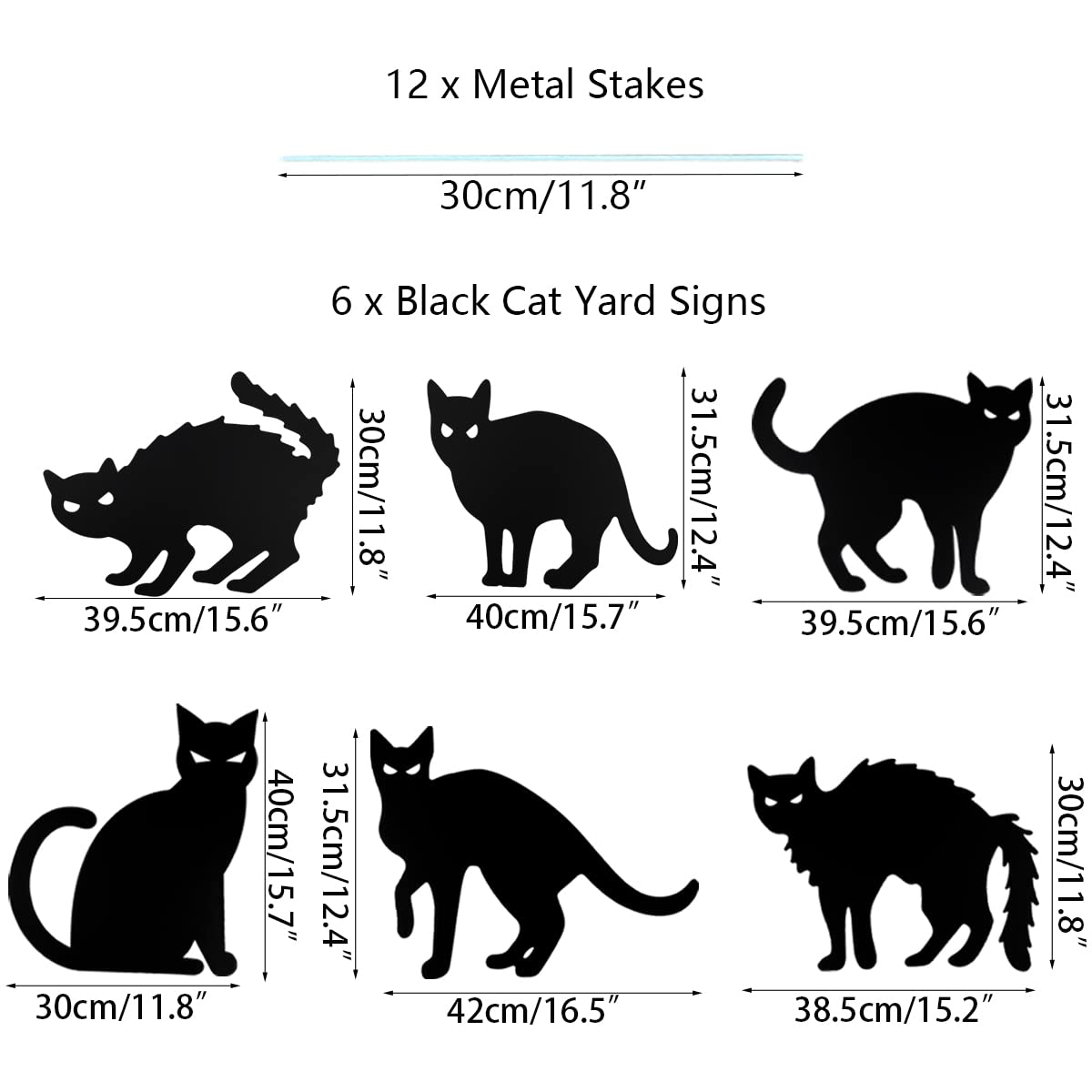 6 Pack Halloween Black Cat Yard Signs with Stakes Scary Silhouette Halloween Decorations for Outdoor Yard Lawn Garden Halloween Decor &#x26; Organizer Storage Tote Bag