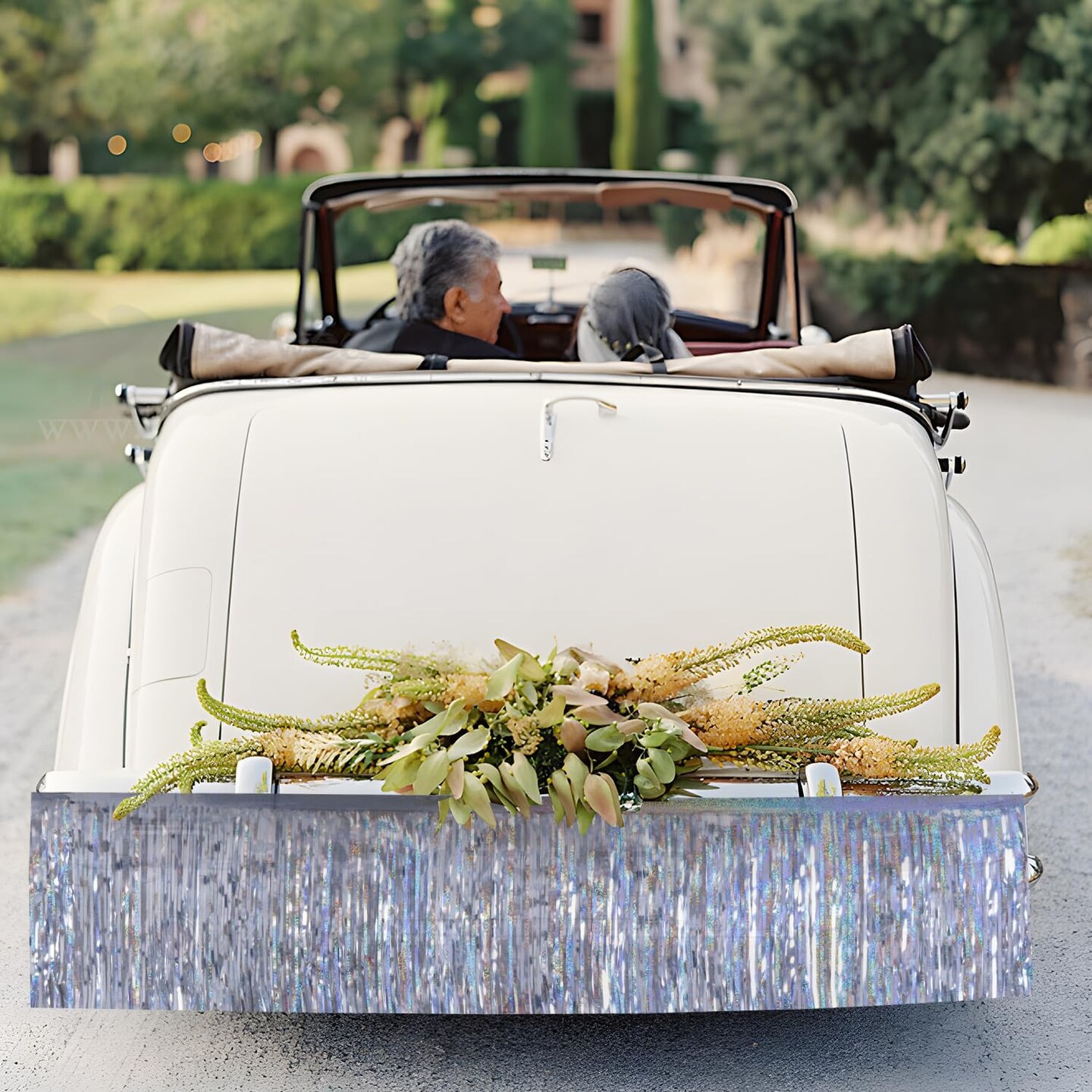 Laser Silver Birthday Decorations Tinsel Garland Parade Float Decorations for Trailer 4Pack 12FT Christmas Party Decor Ceiling Fringe Banner Silver Backdrop for Streamers Party Decorations