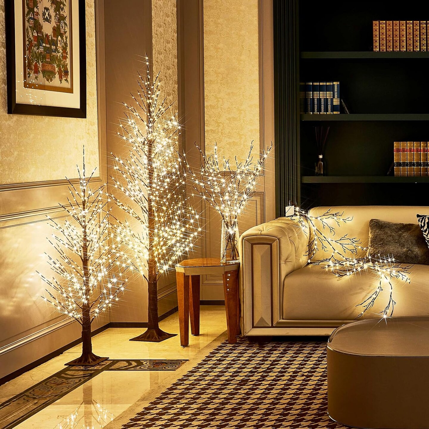 Lighted Brown Garland 6FT 120 LED Fairy Lights Plug in, Twig Vine with Lights for Christmas Fireplace Mantle Table Decoration Indoor Outdoor