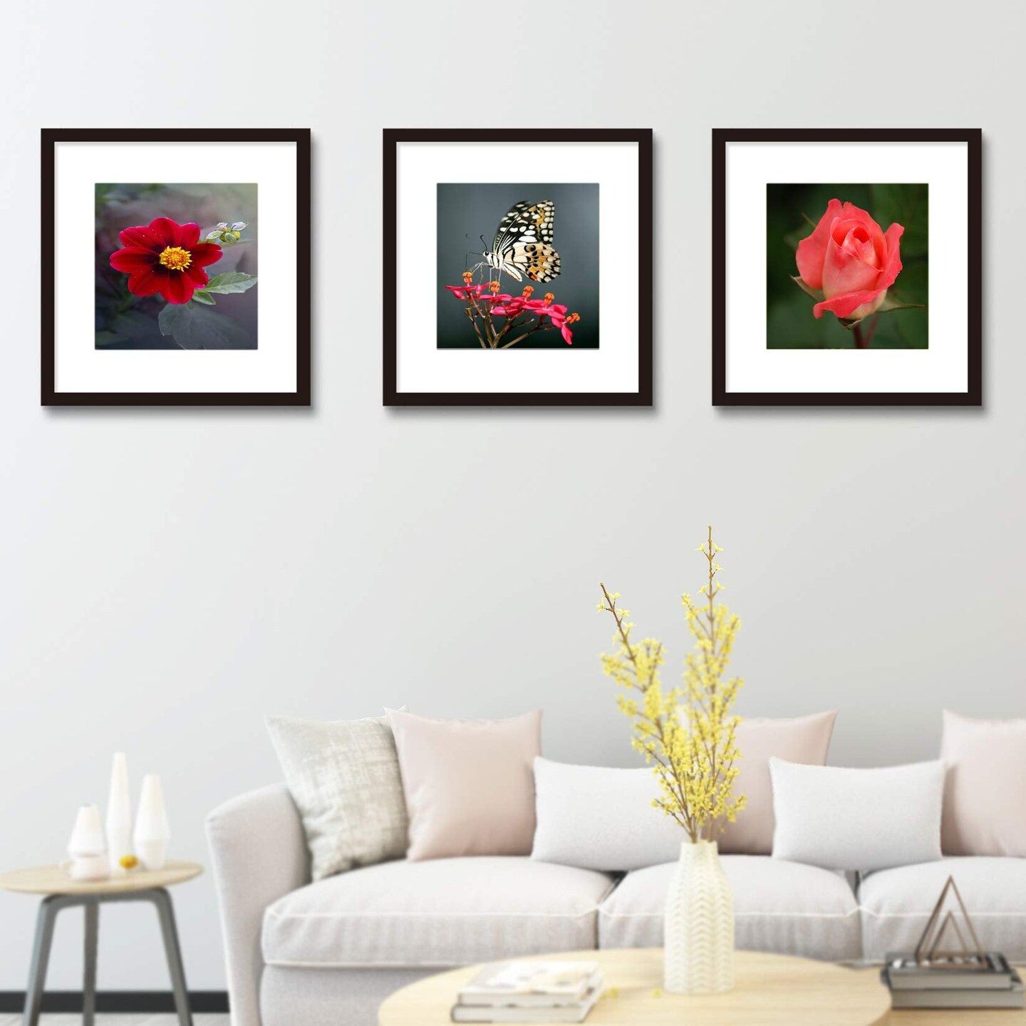 14x14 Frame Black With Mat 10x10 Solid Wood Picture Frames Wall Mounting (1 pack, 14x14 Inch)&#x2026;