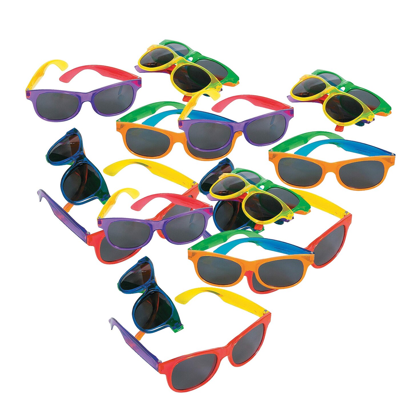 Adults Bright Transparent Sunglasses 12 Pieces