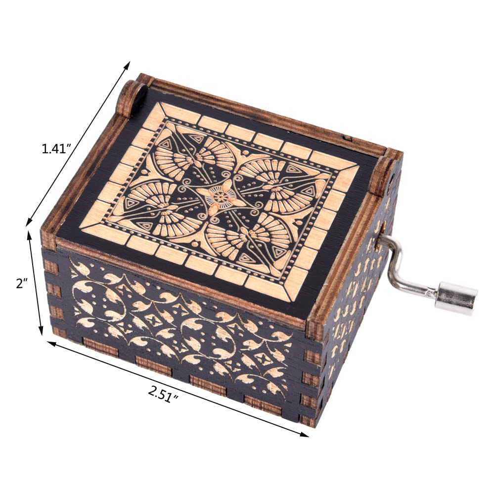 Can&#x27;t Help Falling in Love Wood Music Box, Antique Engraved Musical Boxes Case for Love One Wooden Music Box - Gifts for Lover, Boyfriend, Girlfriend, Husband, Wife (Black)