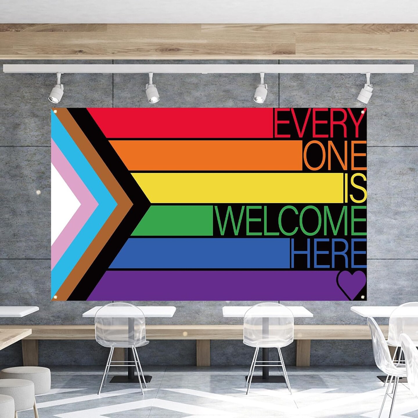 Progress Pride Flag Backdrop for Photography Every One is Welcome Here Banner Gay Pride Day Month Parade Rainbow Party Decorations and Supplies for Home