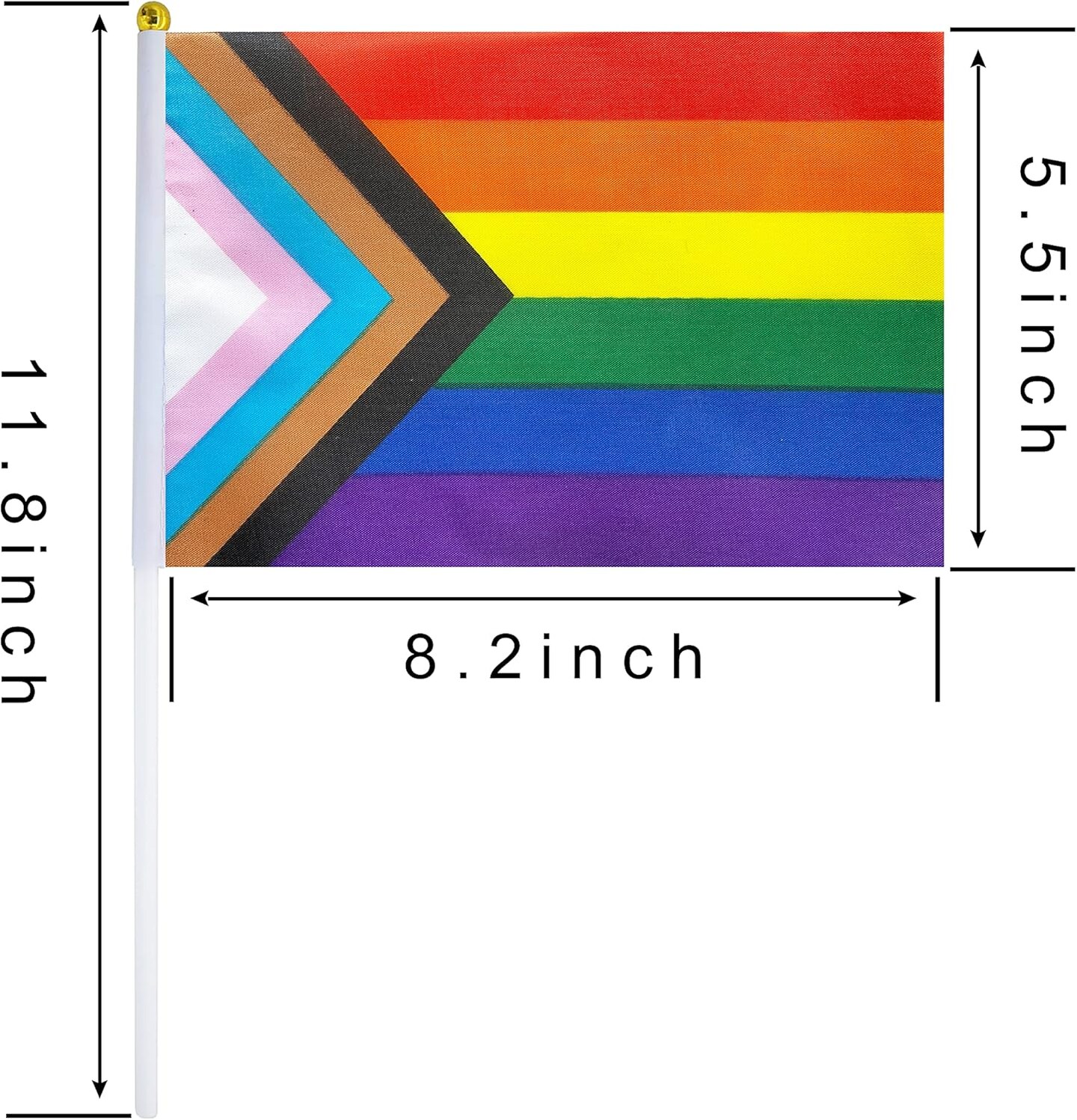 50 Pack Progress Rainbow Pride Small Mini Hand Held Stick Flag,USA American Rainbow Flag,Progress Party Decorations Supplies For Parades.