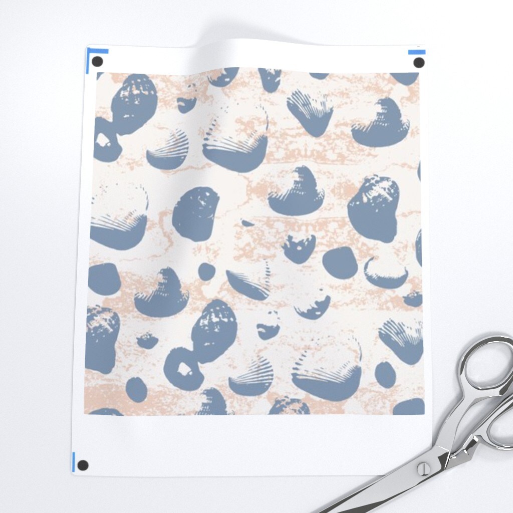Coastal Neutral Shells Blue Beige Ocean Sea Sand Summer Pastel Custom Printed Fabric by Spoonflower Various Fabrics by the Yard or Fat Quarter