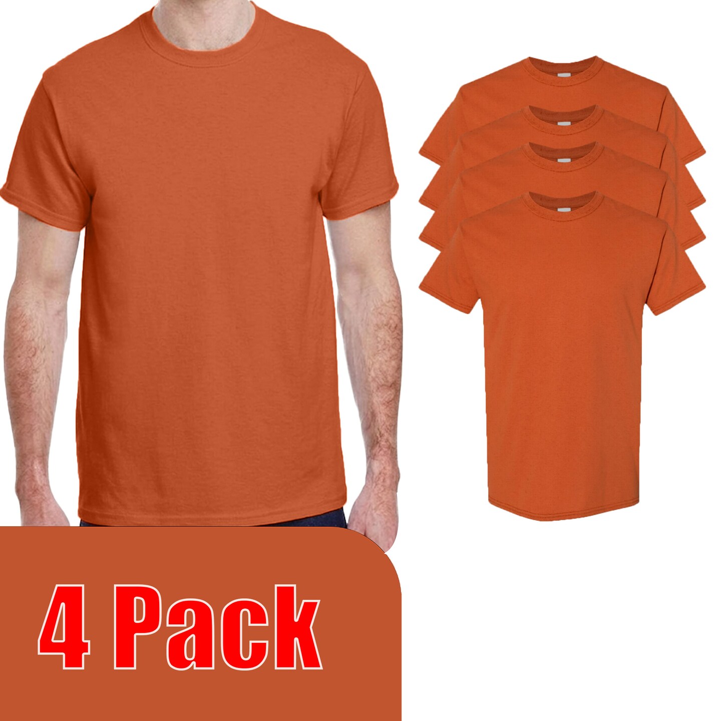 Gildan Heavy Cotton Short Sleeve T-Shirt Pack for Cricut, Texas Orange Crewneck Tee (S–5XL)