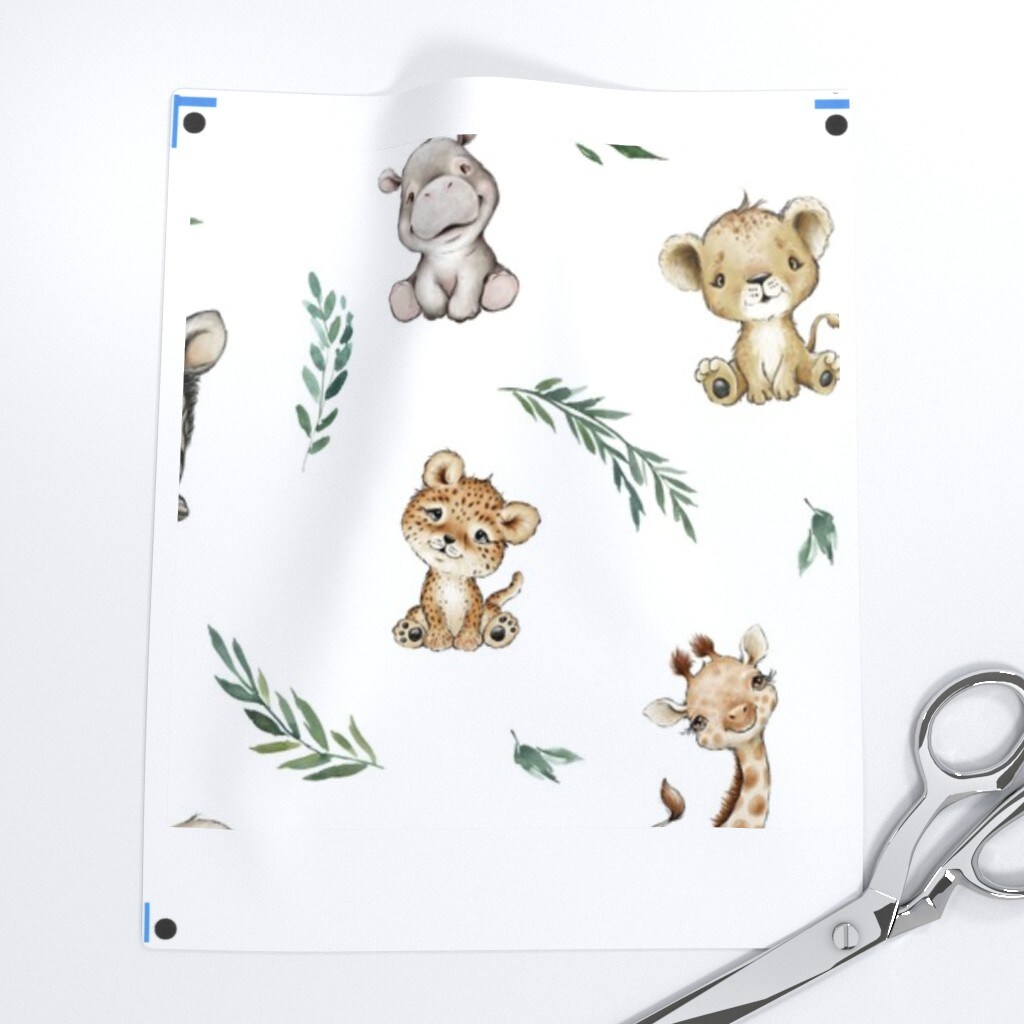 Baby Safari Animals Theme Lion Zebra Giraffe Nursery Toddler Room Gender Neutral Botanical Custom Printed Fabric by Spoonflower Various Fabrics by the Yard or Fat Quarter