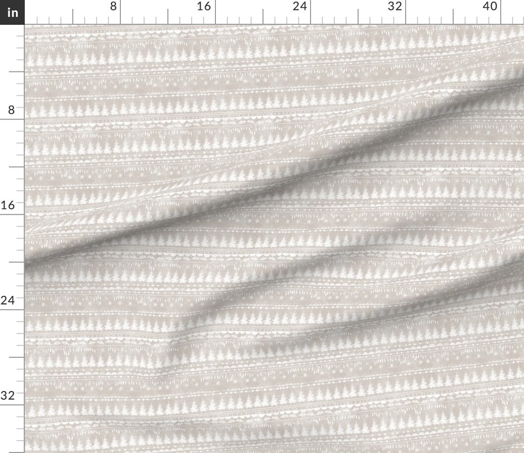 Christmas Tree Scandi Style Neutral Holiday Taupe White Stripe Rustic Cabin Custom Printed Fabric by Spoonflower Various Fabrics by the Yard or Fat Quarter