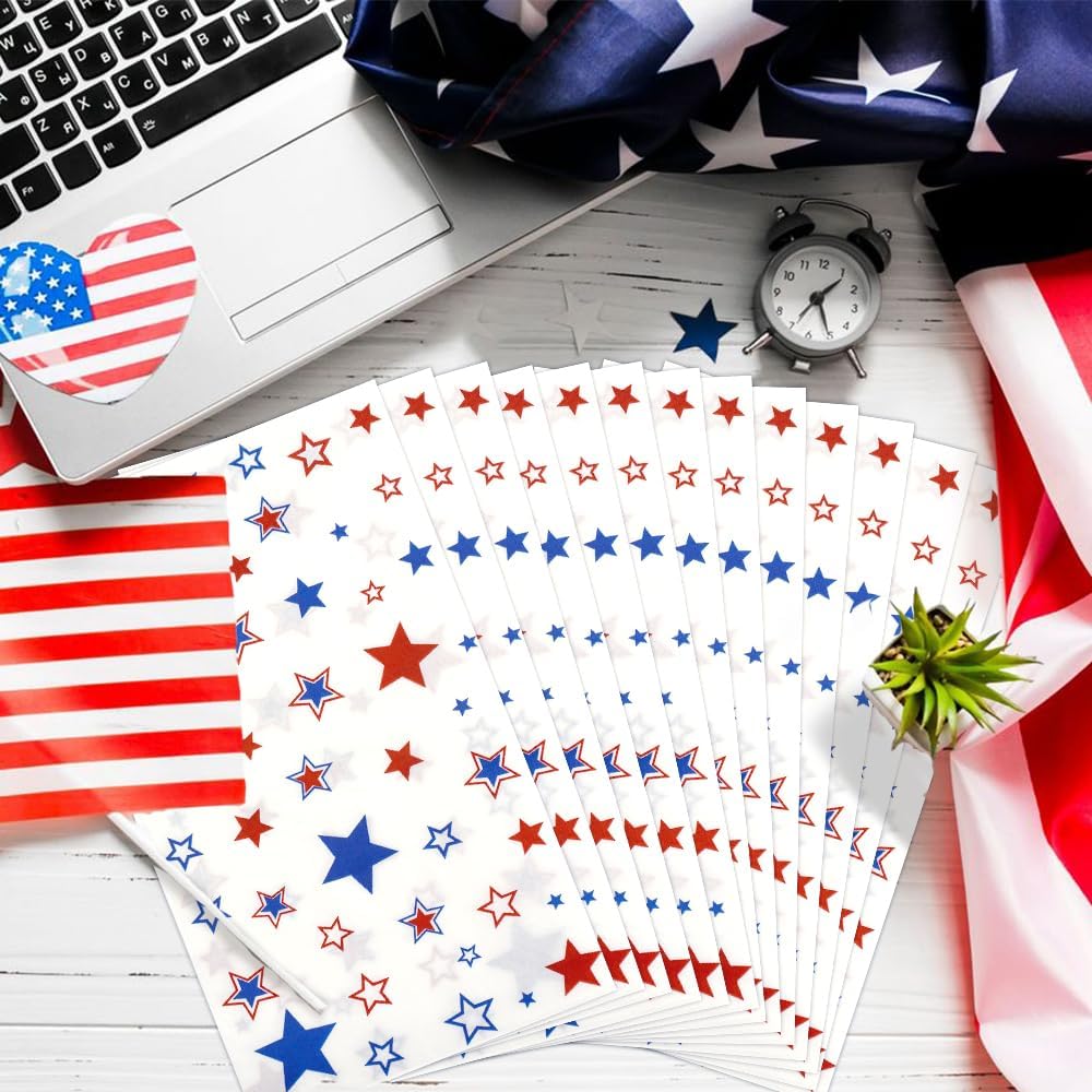 100PCS 4th of July Patriotic Dinner Napkins – Red, White & Blue American Star Disposable Napkins for Independence Day, Memorial Day & Patriotic Party Decorations