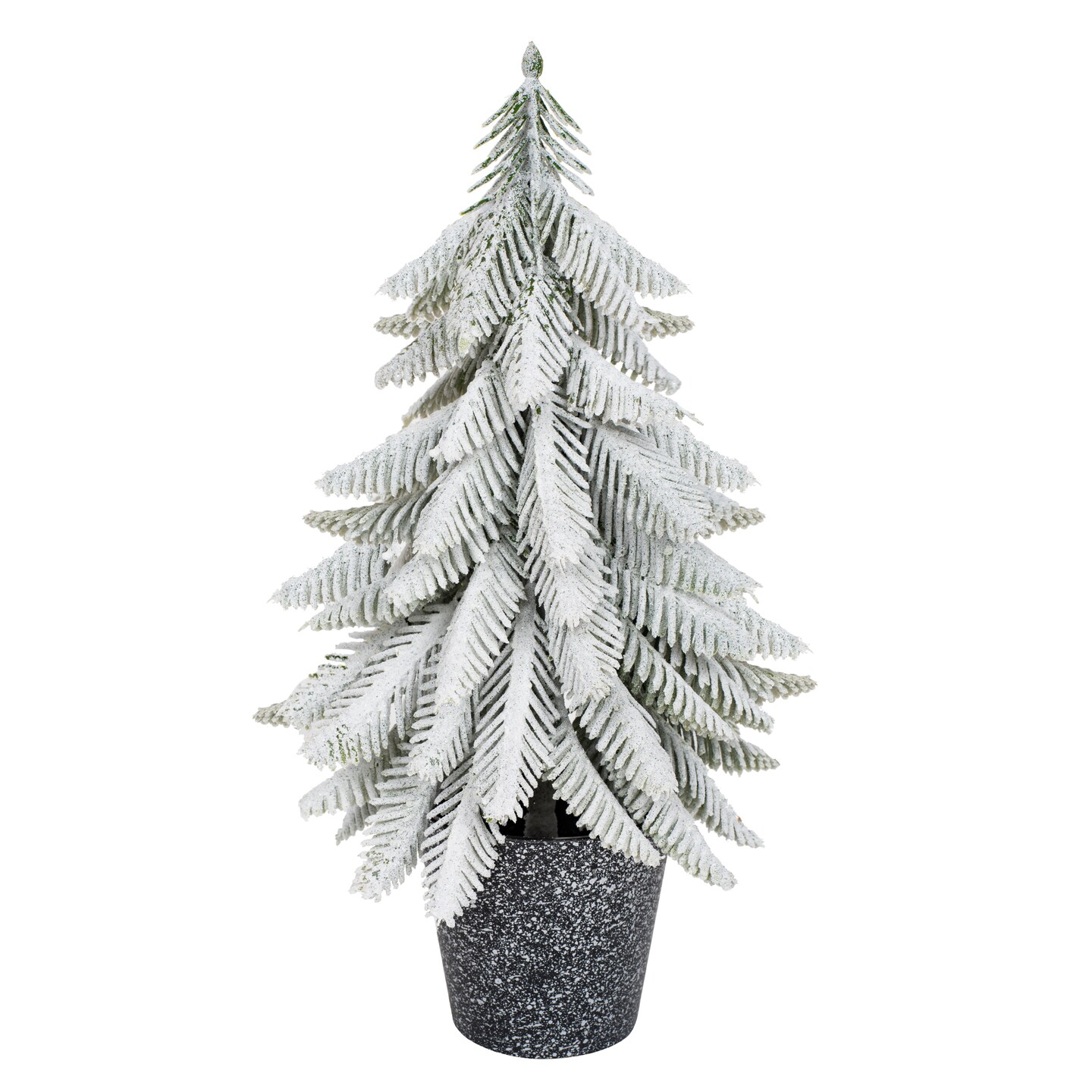 11" Mini Flocked Christmas Tree – Snowed Artificial Pine in Pot, Tabletop Winter Holiday Home Decor