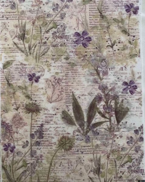 Lavender Harmony Designer Printed AIDA Fabric. Canvas for embroidery with an applied background KF-1262A