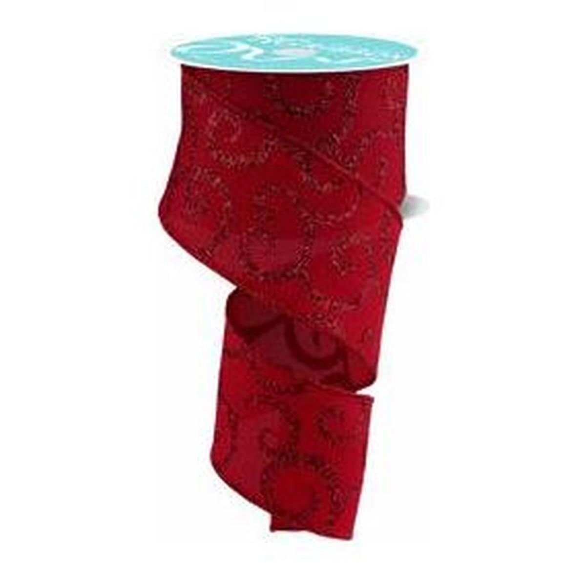2.5&#x22; Glitter Swirl Ribbon: Red (10 Yards)